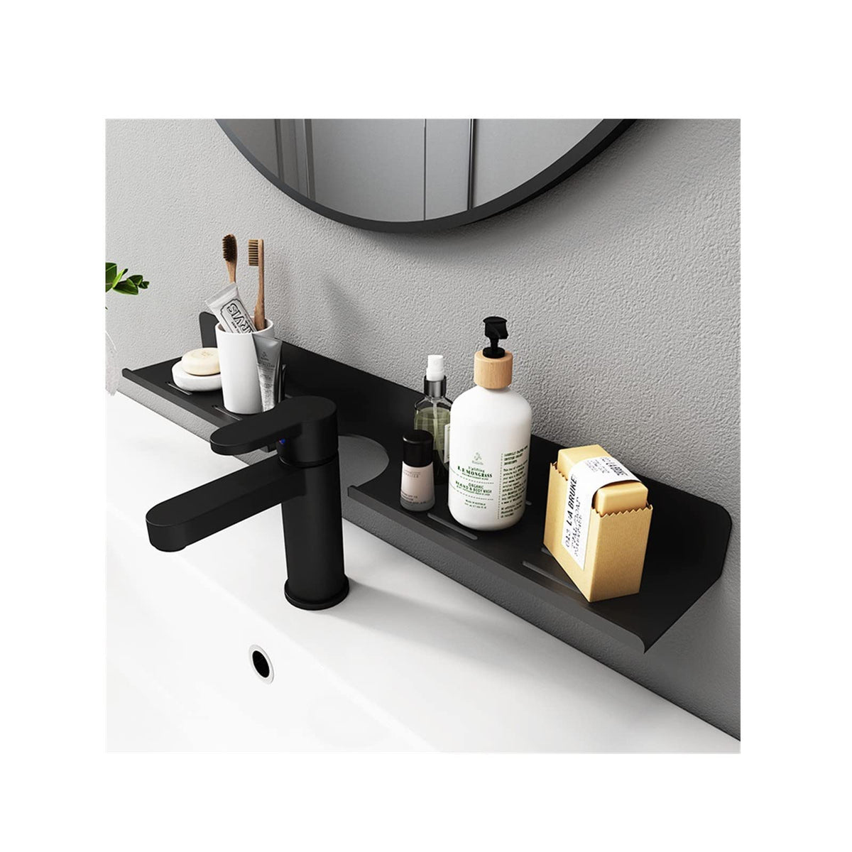 Royalita 24 Inch Acrylic Bathroom Shelf Organizer Over The Faucet, Over The Sink Shelf Bathroom Decor, Bathroom Sink Shelf Over
