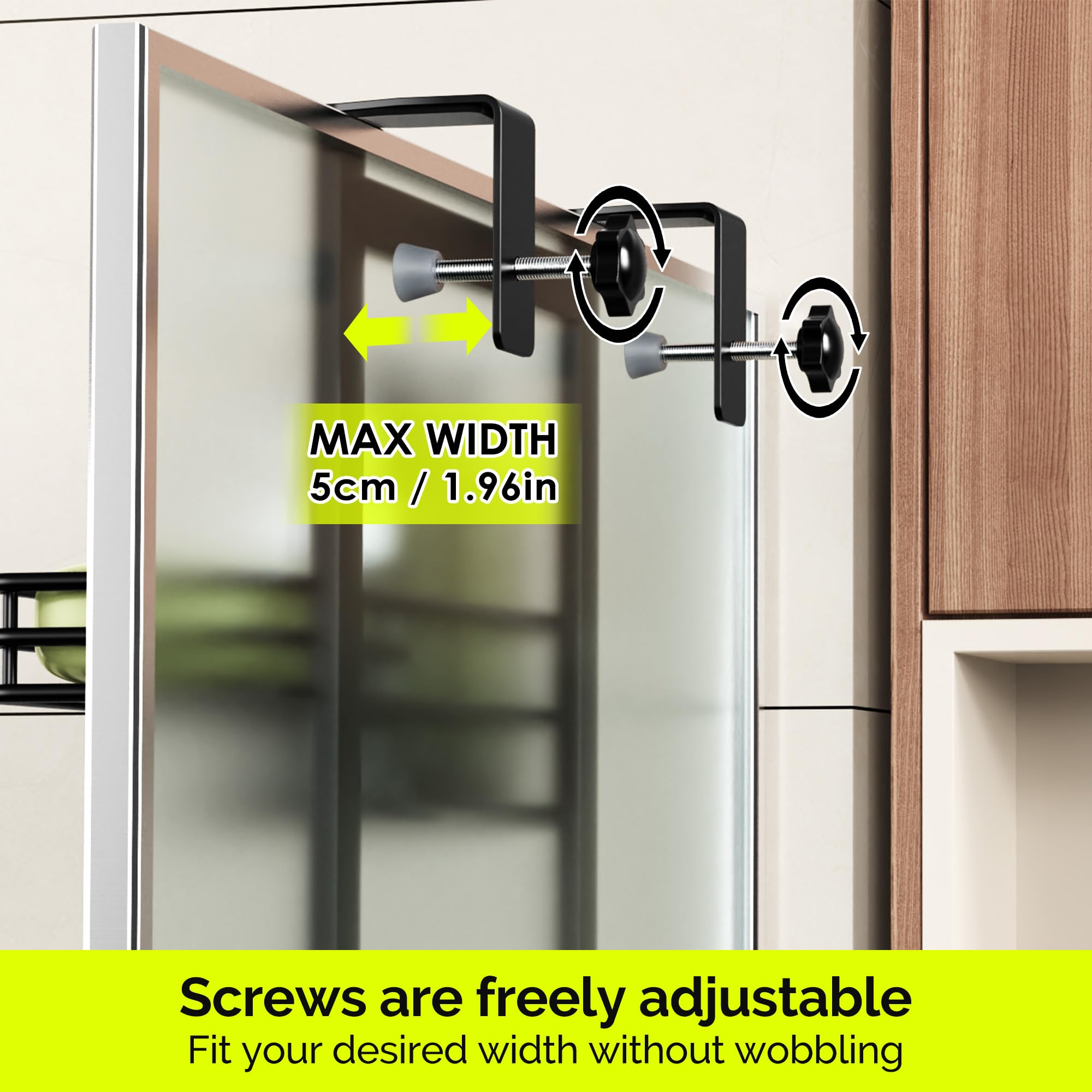 Orimade Over The Door Shower Caddy Adjustable 3 Tier Black,Bathroom Hanging Organizer Shelf Rustproof With 4 Hooks,Shower Basket