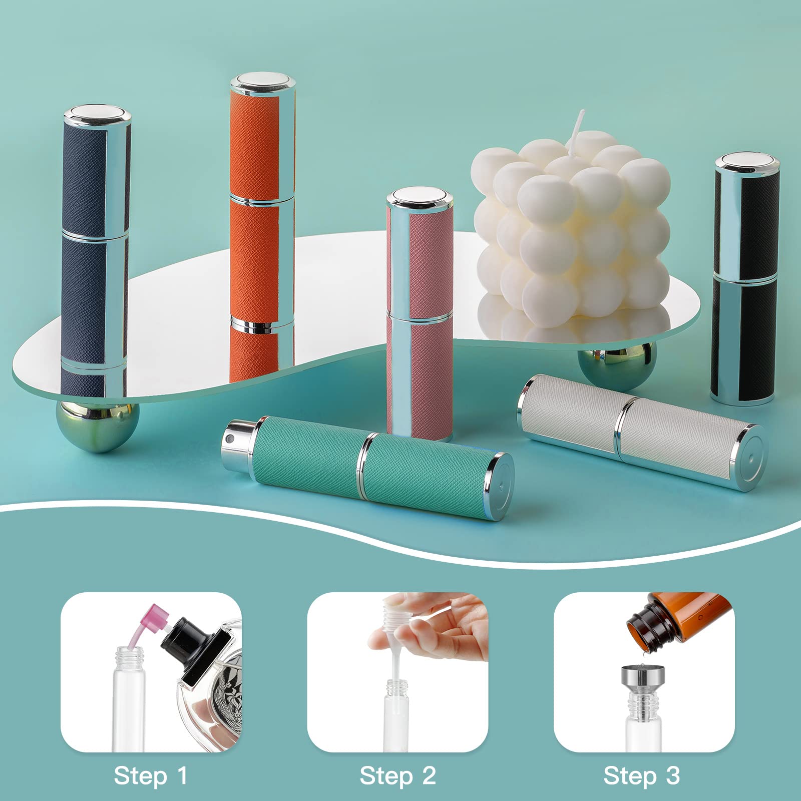 owlyee 8ML Perfume Atomizer, Empty Leather Cologne Spray Bottle, Mini Perfume Sprayer Dispenser for Travel (1PCS, Orange)