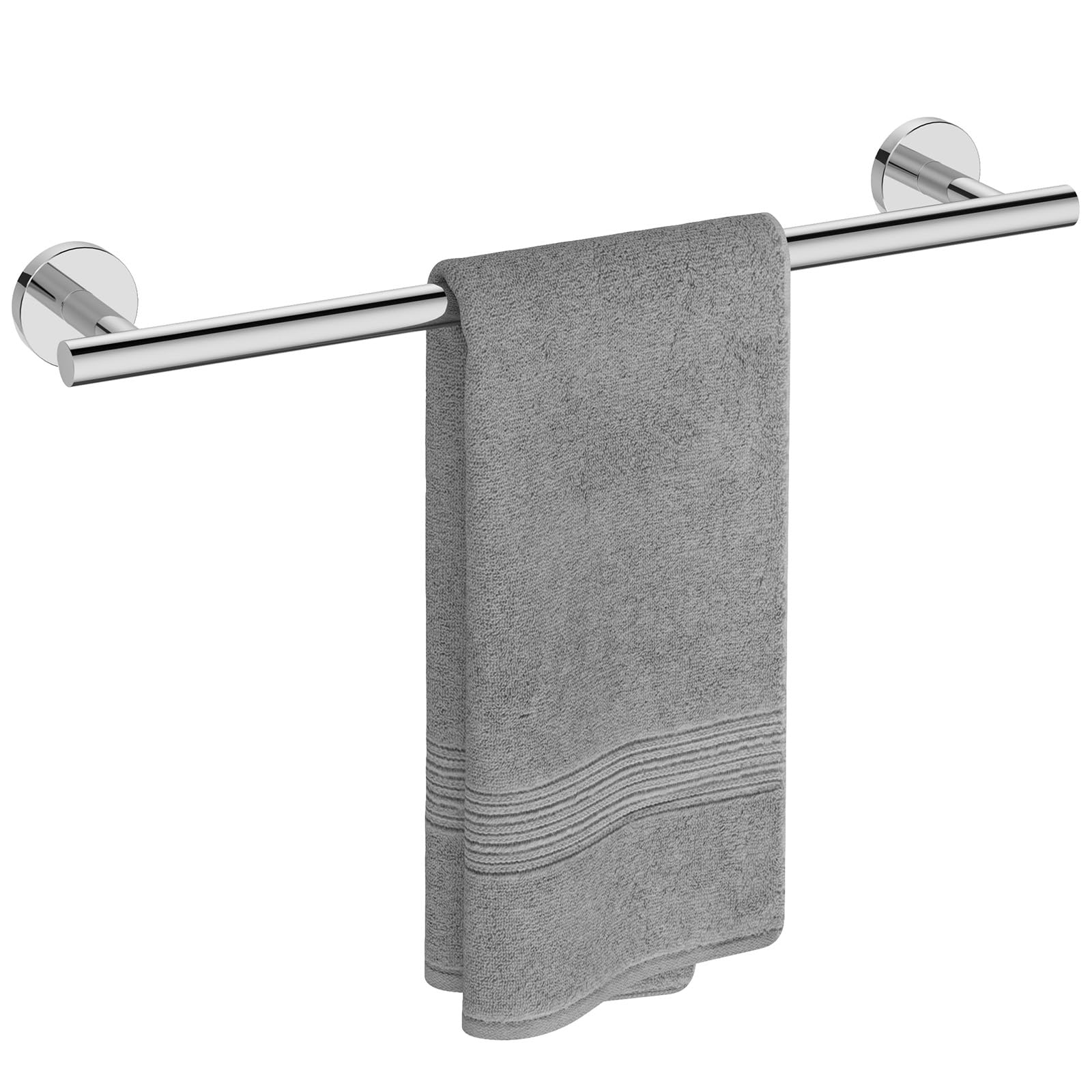 USHOWER Polished Chrome Towel Bar  16-Inch Towel Racks for Bathroom Wall-Mounted  SUS304 Stainless Steel Towel Rod Modern Home Decor (Total Length 18-Inch)