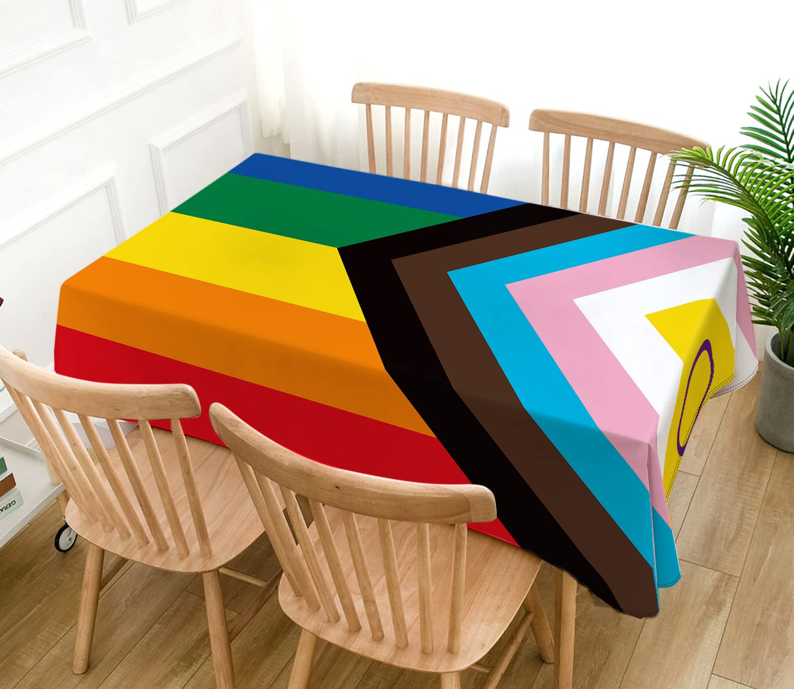Hafangry Intersex Progress Pride Tablecloth June Gay Lgbtq+ Rainbow Party Decoration Pride Month Kitchen Dining Room Home Decor