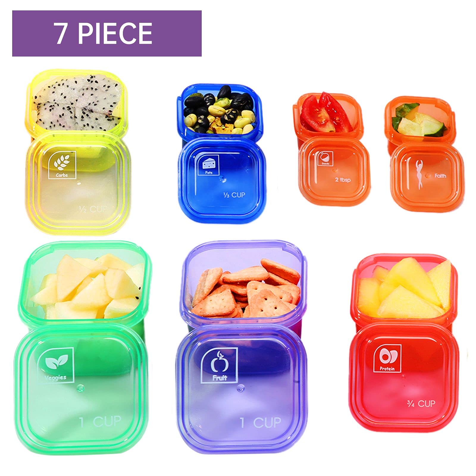 Extrapins Portion Control Container Kit,21 Day Fix Containers And Food Plan,Multicolor Coded Containers,Meal Prep System Storage