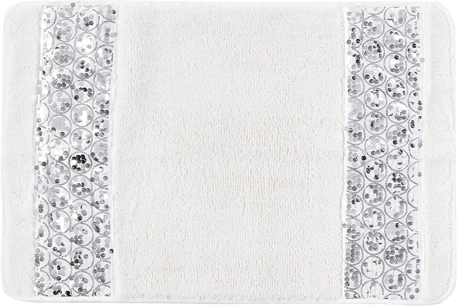 Zahari Home Sinatra Bathroom Rug Classic Bath Rug Stylish Bling Bath Mat, Size 32'' X 21'', White