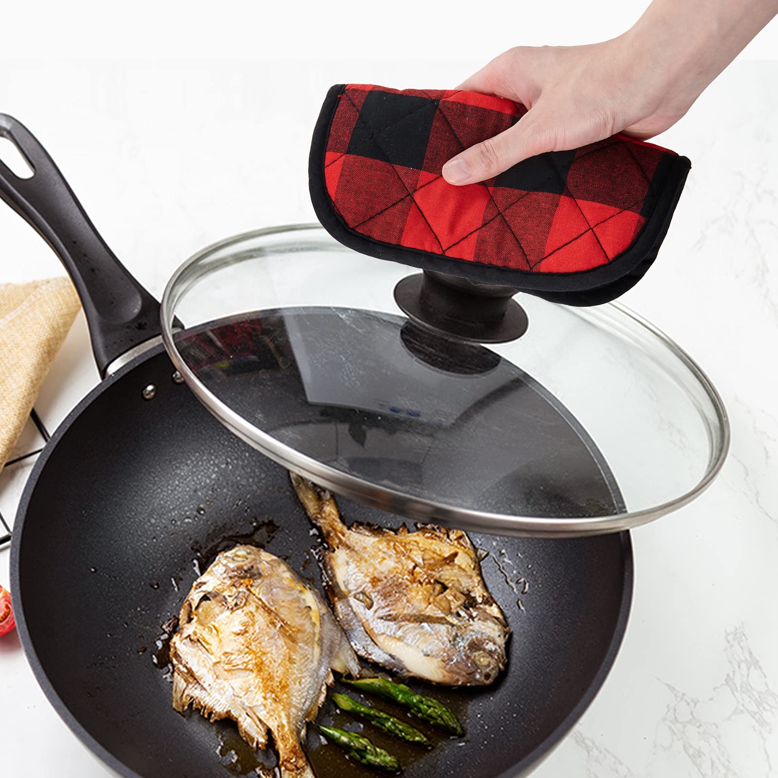Joyhalo 4 Pack Christmas Pot Holders Buffalo Plaid, Pot Holders For Kitchen Heat Resistant Potholder, Pot Holder, Hot Pads For K