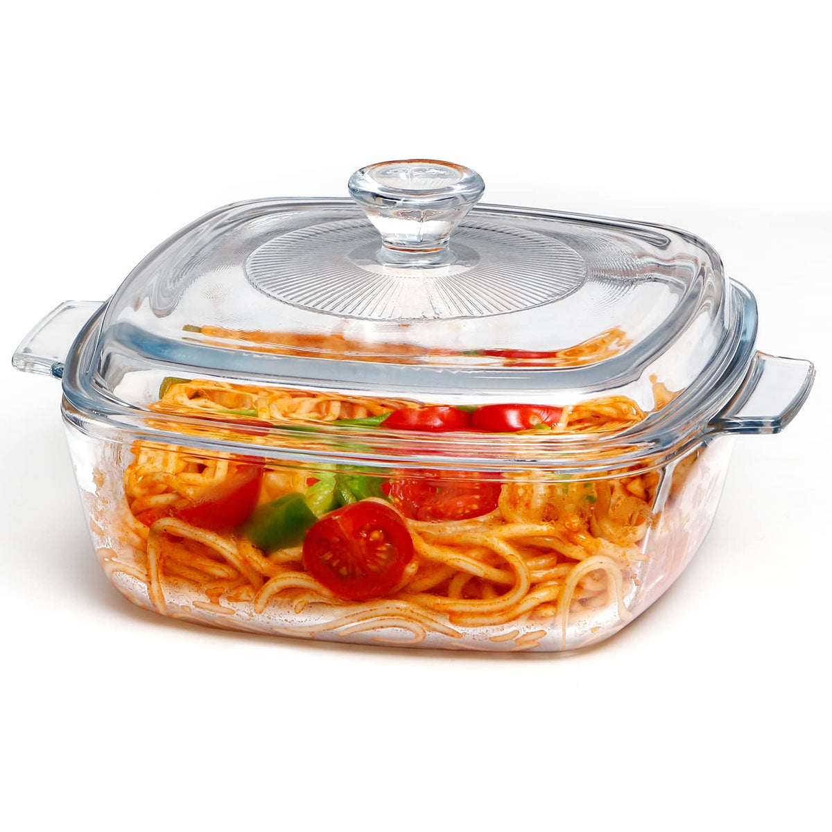 NUTRIUPS Glass Casserole Dish with Lid, 6.8-inch Square, Oven & Microw ...