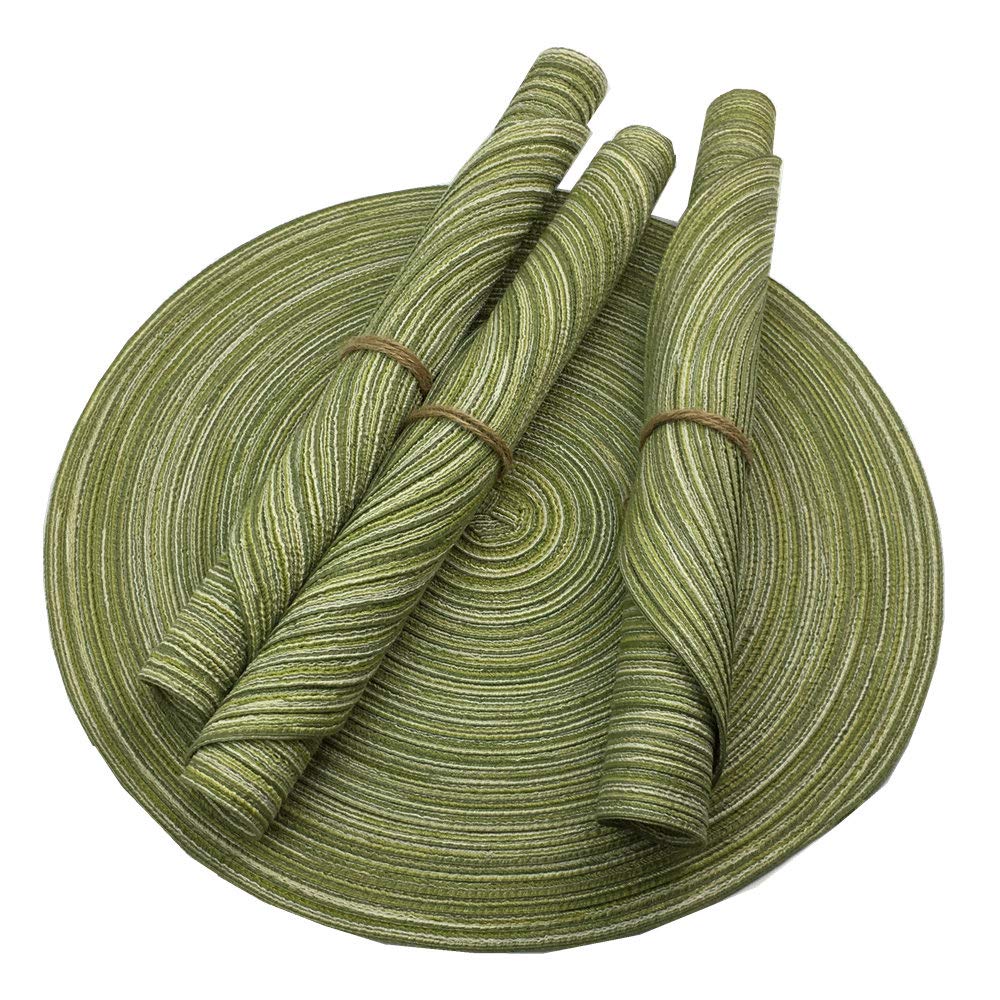 Red-A,Placemats,Round Placemats For Dining Table Set Of 4 Woven Heat Resistant Non-Slip Kitchen Table Mats Diameter 14 Inch(Gree