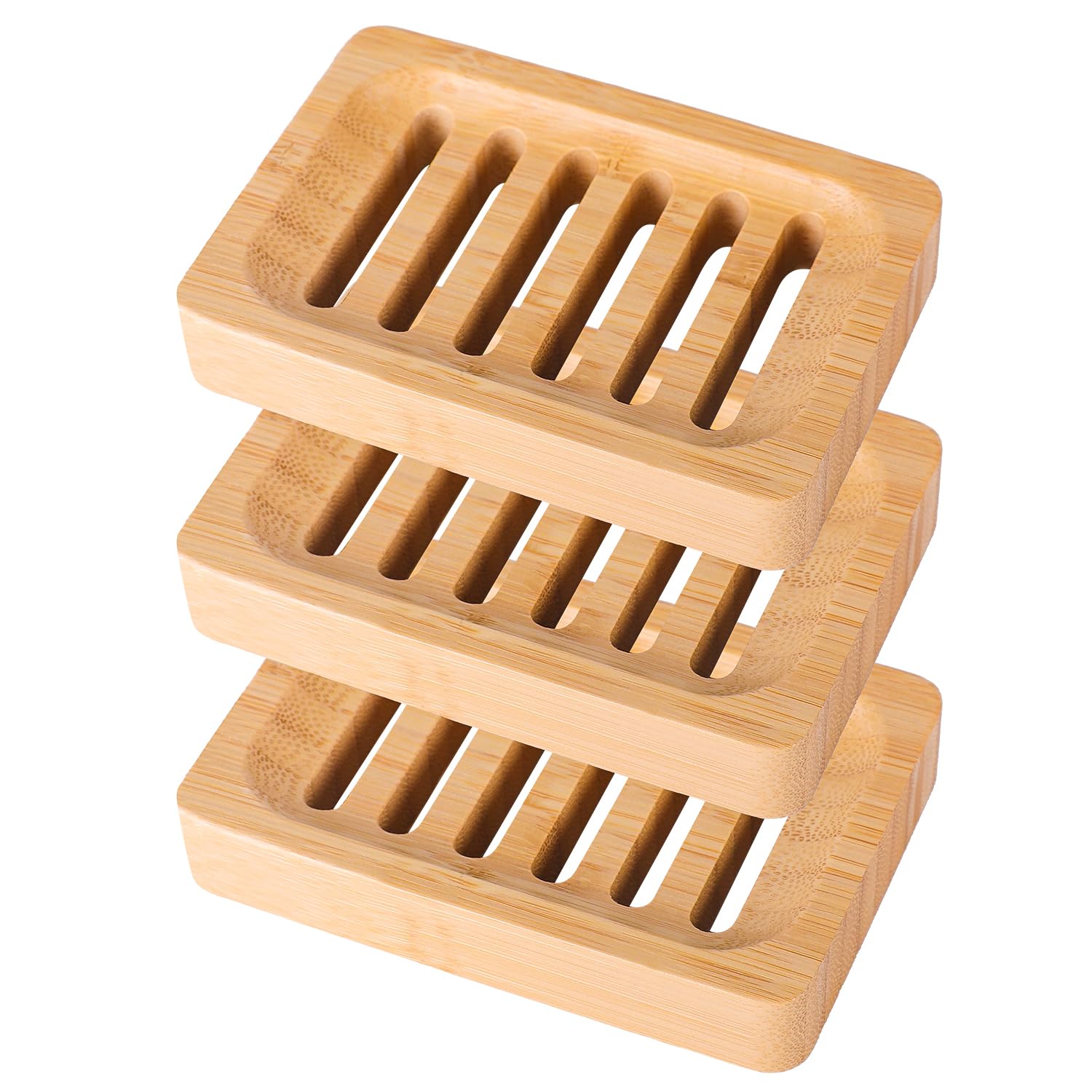 Bonumvita Bamboo Soap Dish Self-Draining Soap Bar Holder Non-Slip Soap Saver For Bar Soap Wooden Soap Trays Used In Bathroom Kit