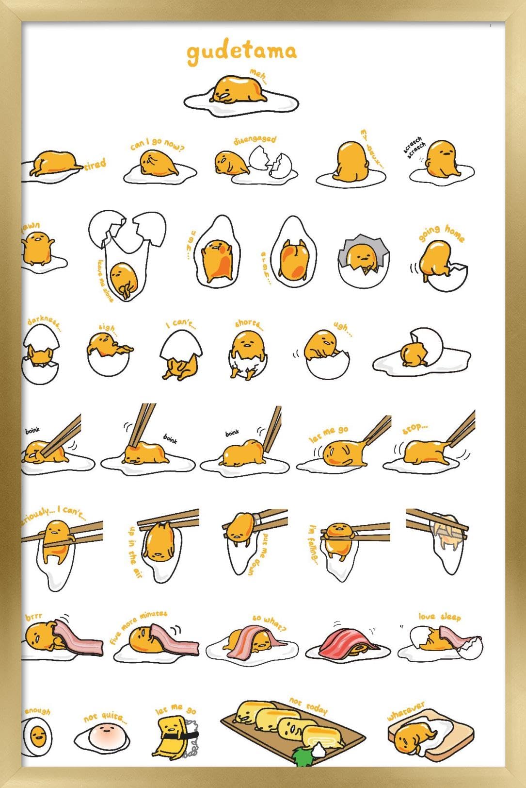 Trends International Gudetama - Grid Wall Poster, 14.725'' X 22.375'', Gold Framed Version
