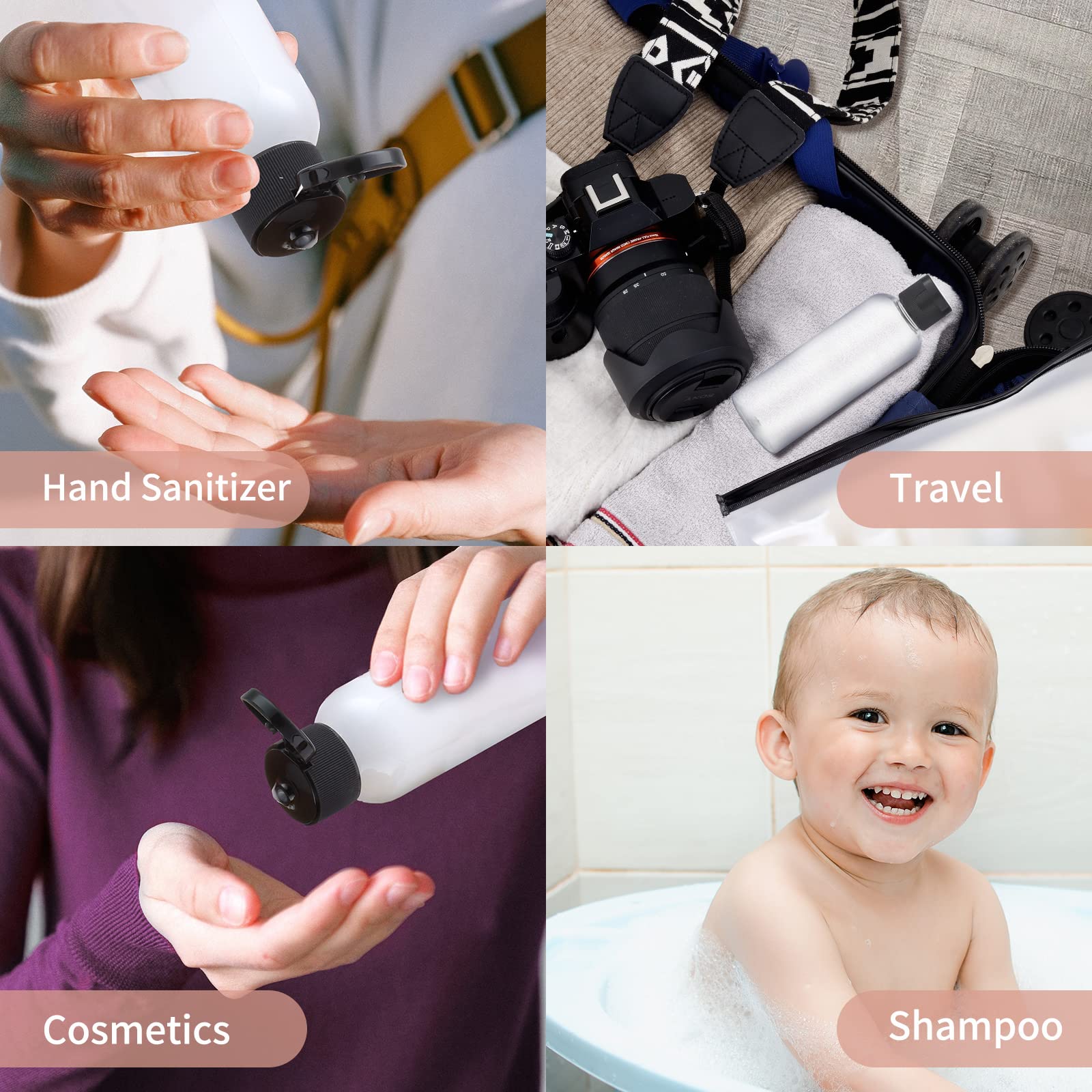 Lisapack 3.4Oz Travel Bottles With Flip Cap (5 Pcs) Empty Dispenser Container For Travel Size Cosmetics (100Ml, Brown)