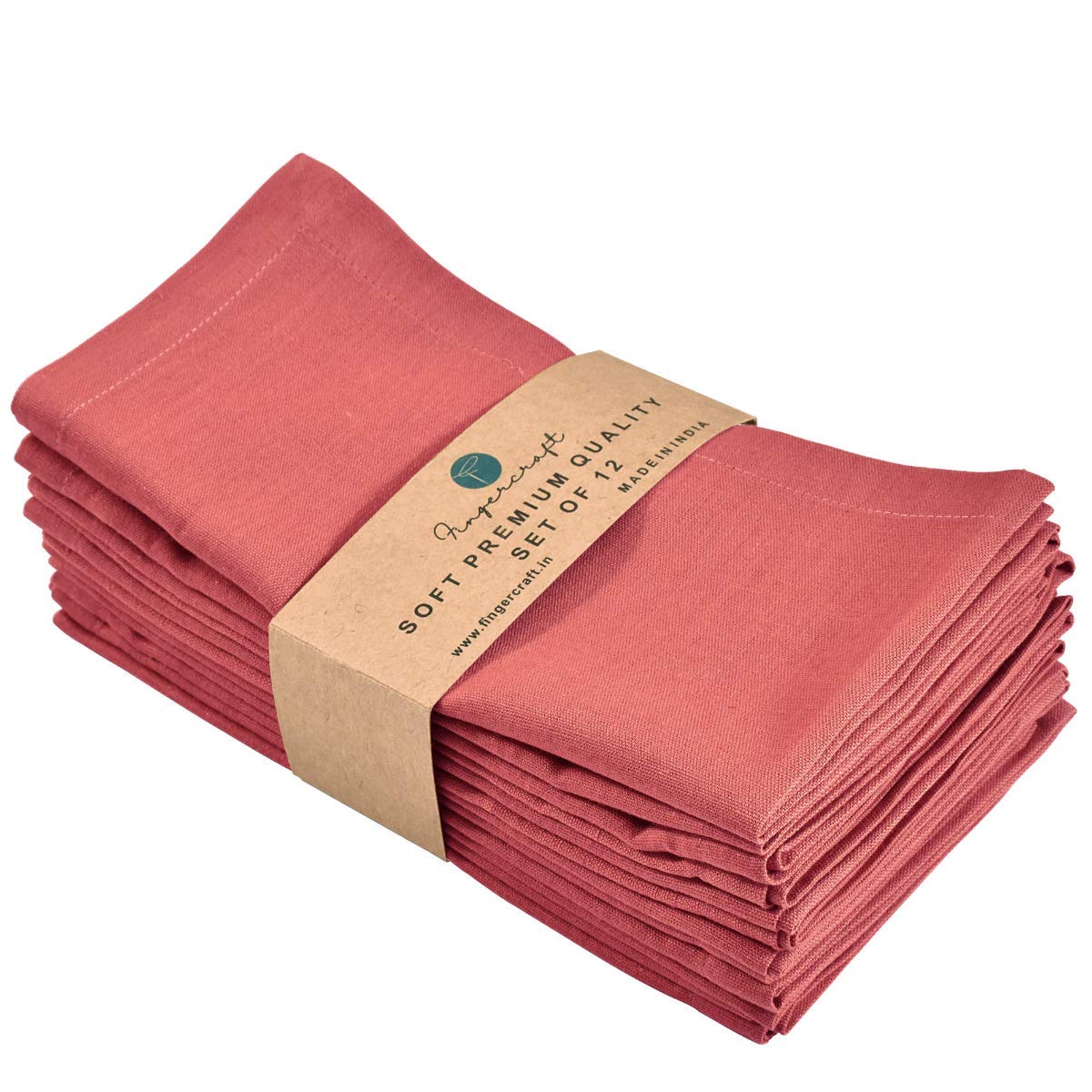 Fingercraft Cloth Napkins Cotton Linen Blend Fabric 12 Pack Premium Quality Mitered Corners For Every Day Use Napkins Are Pre Sh