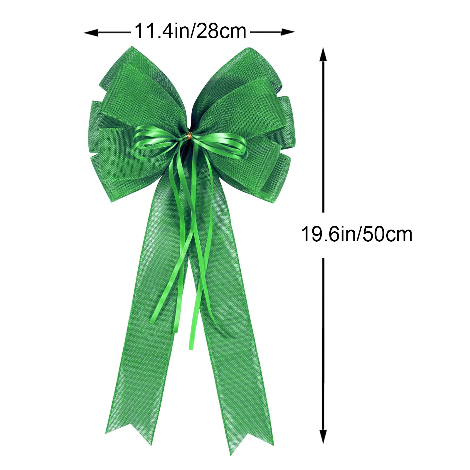 2 PCS Green St Patricks Day Wreath Bow Decor,St Patricks Day Tree Topper Bow Decorations,Decorative Bow with Green Burlap and Gl