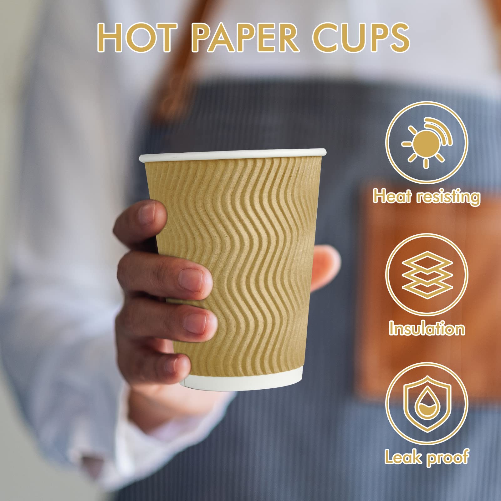 Dailypack 8 Oz Coffee Cups, 120 Count Insulated Ripple Wall Paper Hot Coffee Cups, Disposable Coffee Cups For Hot Drinks
