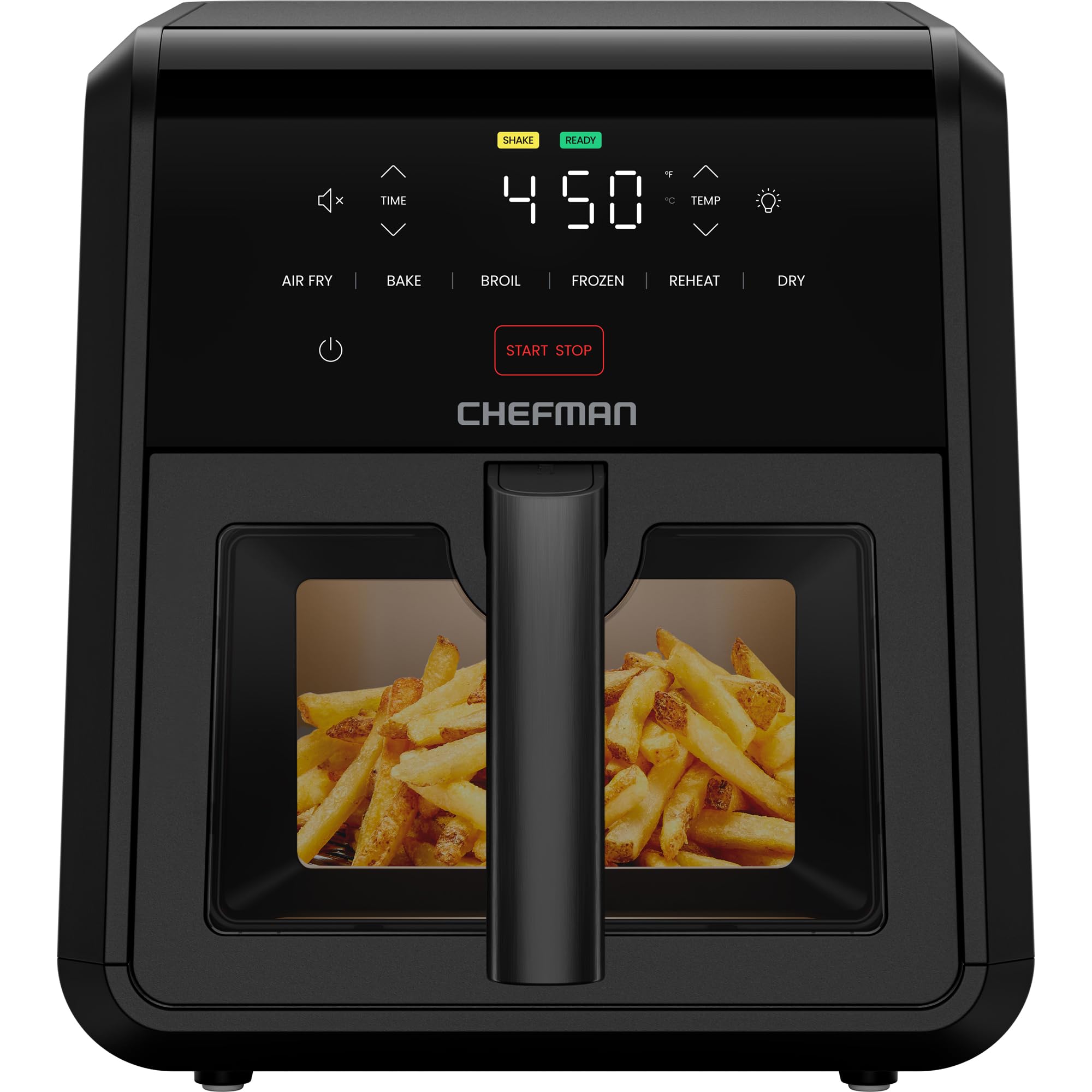 Chefman Air Fryer TurboFry 7-Qt, 6-in-1 High-Powered 450F Cooking for Crispier Results, Compact Space-Saving Design, Air Fry, Ba