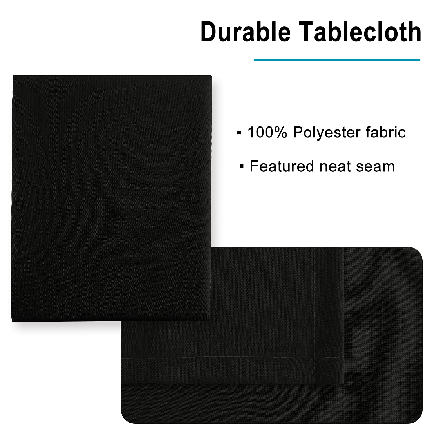 Hiasan Black Rectangle Tablecloth - 54 X 80 Inch - Waterproof & Wrinkle Resistant Washable Fabric Table Cloth For Dining, Party
