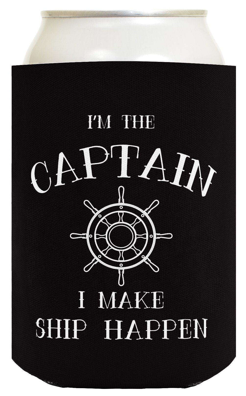 Sailing Gifts Captain First Mate Ship Happen Bundle Nautical Gifts 2 Pack Can Coolie Drink Coolers Coolies Black Magenta