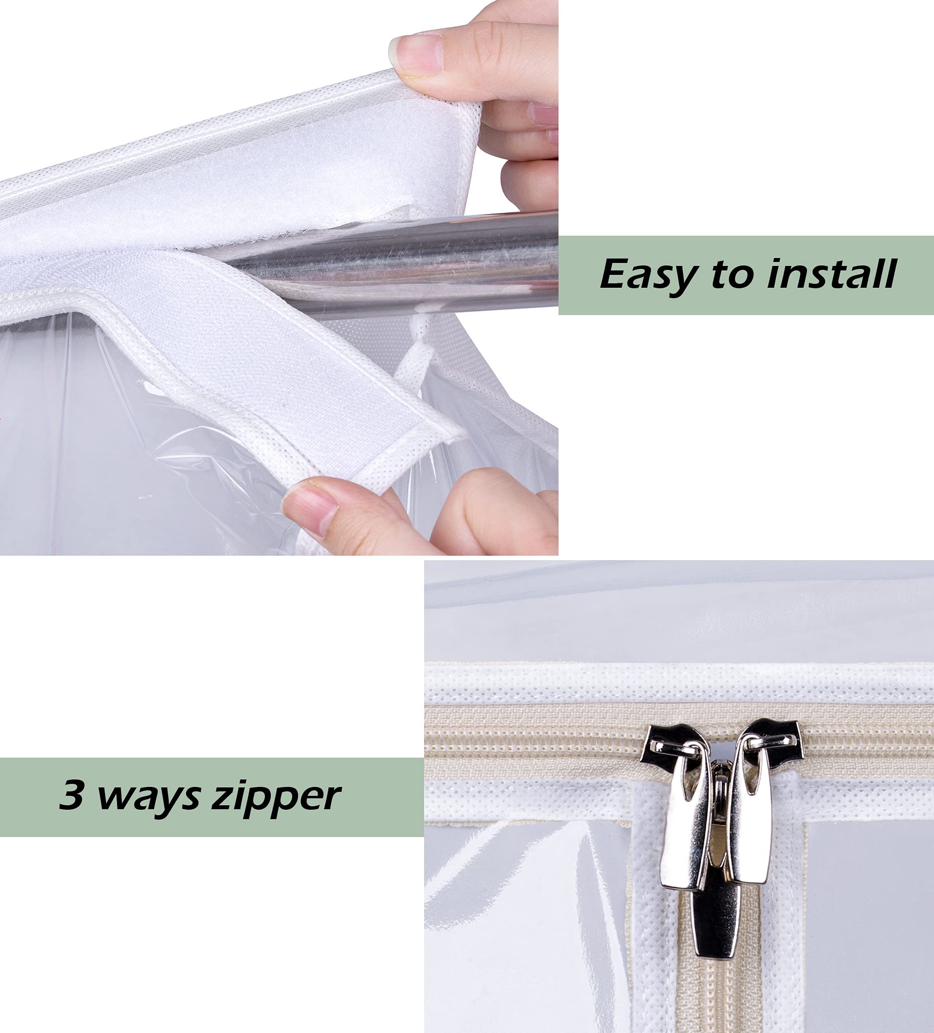 KEETDY 43" Hanging Garment Bag with Clear Window - Closet Storage Cover for Suits & Coats, Model 4K005CC