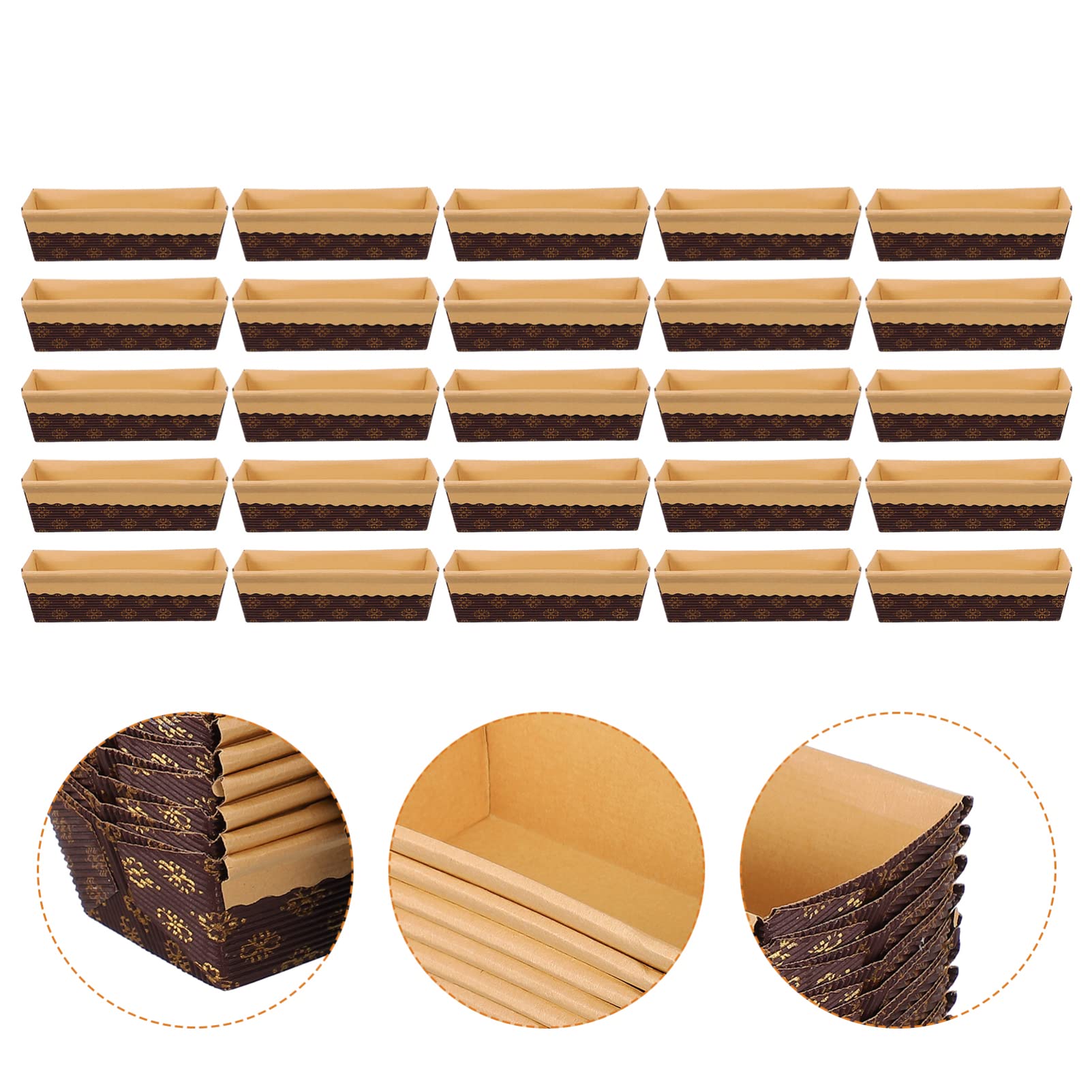 Alipis 25Pcs Paper Bread Loaf Pan Paper Baking Pans Disposable Corrugated Recyclable Bakery Pastry Pans For Quick Bread Small Pu