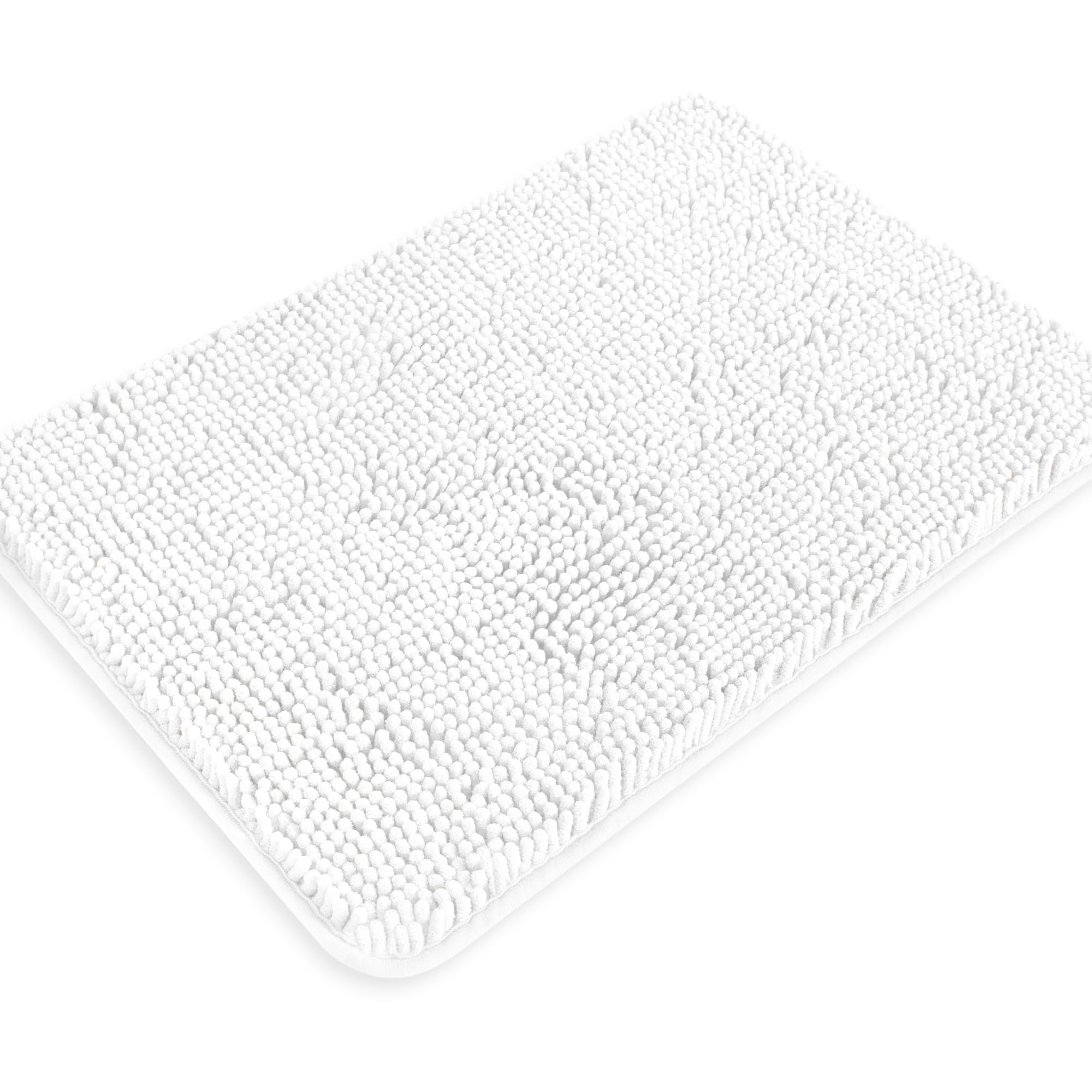 Yeaban White Bathroom Rugs - Thick Chenille Bath Mats | Absorbent And Washable Bath Rug Non-Slip, Plush And Soft Rugs For Bathro