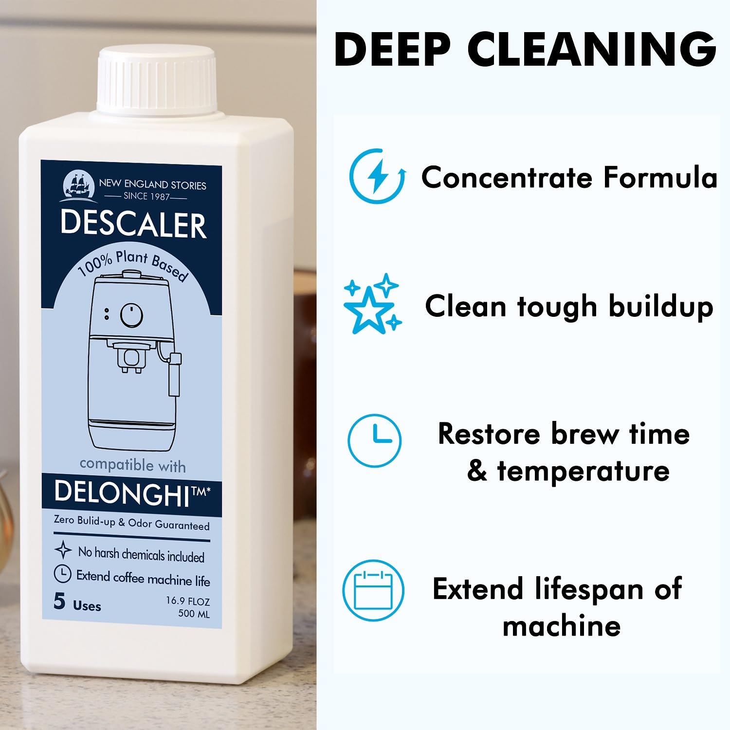 10 Uses Delonghi Compatible Descaling Solution, Specially Designed To Clean Delonghi Coffee Machines And Maker - 33.8Oz Espresso