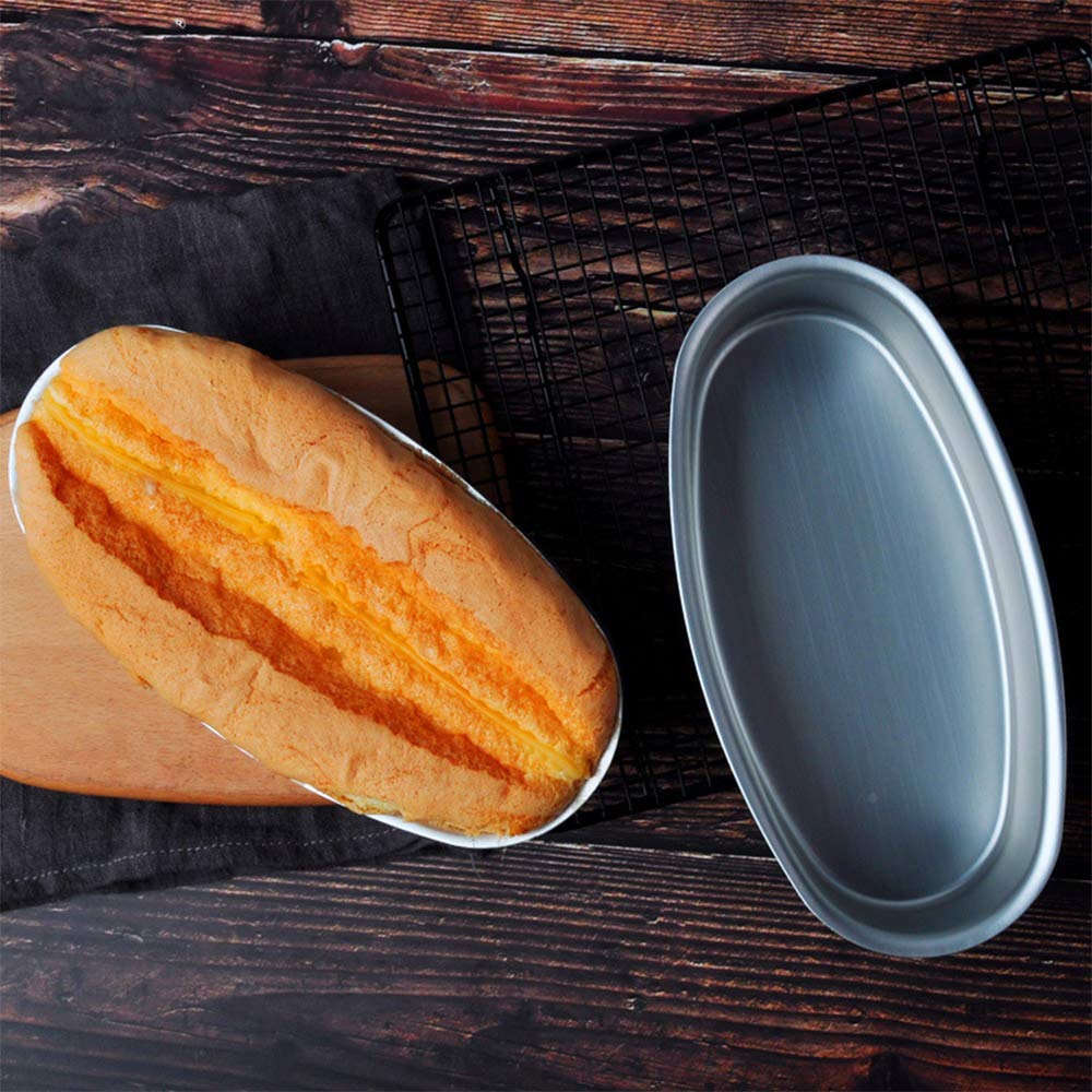 Oukeyi 2 Pack Pan Bakeware, Non-Stick Pro Loaf Pan, 8In Oval Shape Cake Pan Non-Stick Aluminum Cheese Cake Mold Breads Loaf Pans