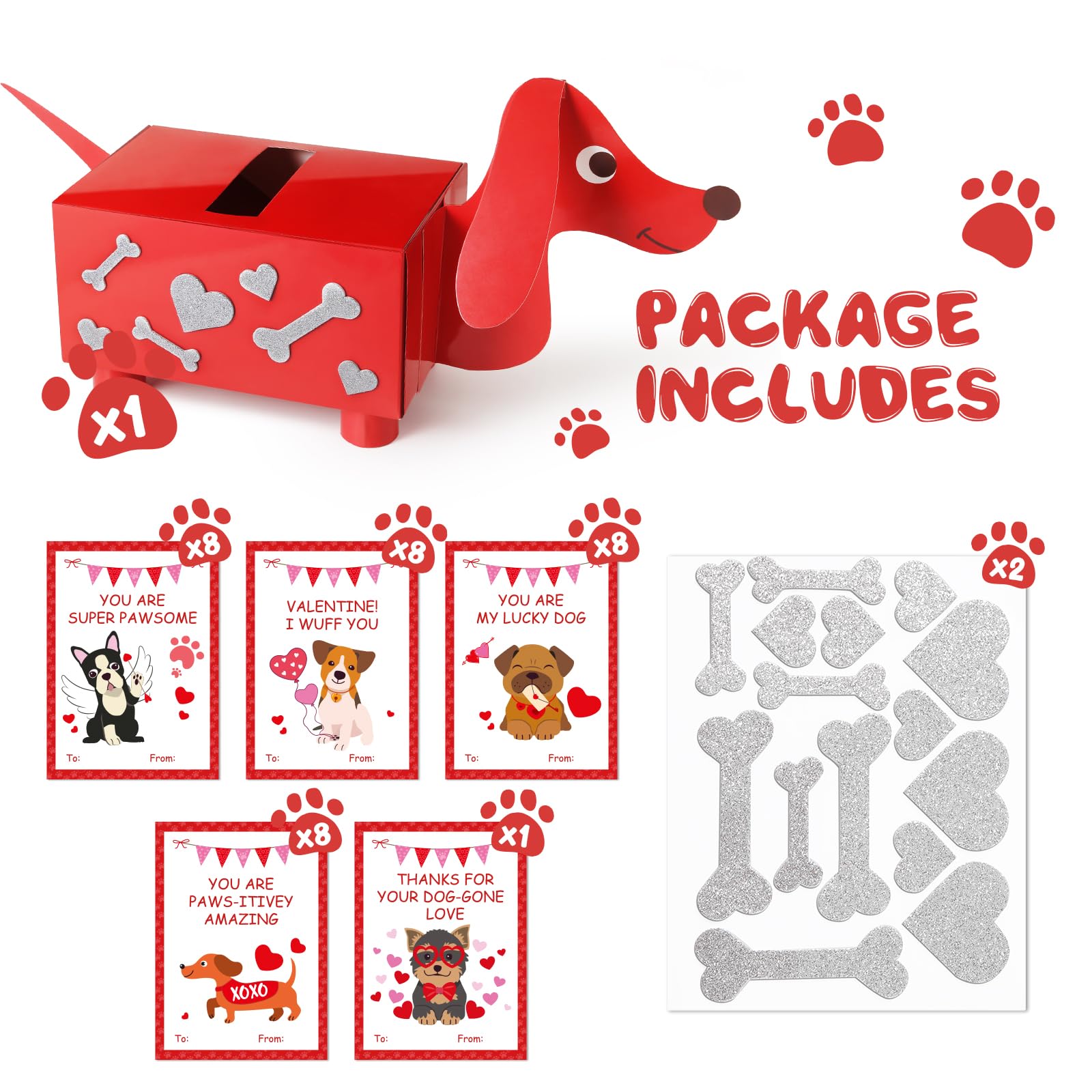 Gloween Valentines Day Box And Cards For Kids Classroom School Exchange, Great Valentines Gifts Party Favors For Boys Girls - Di