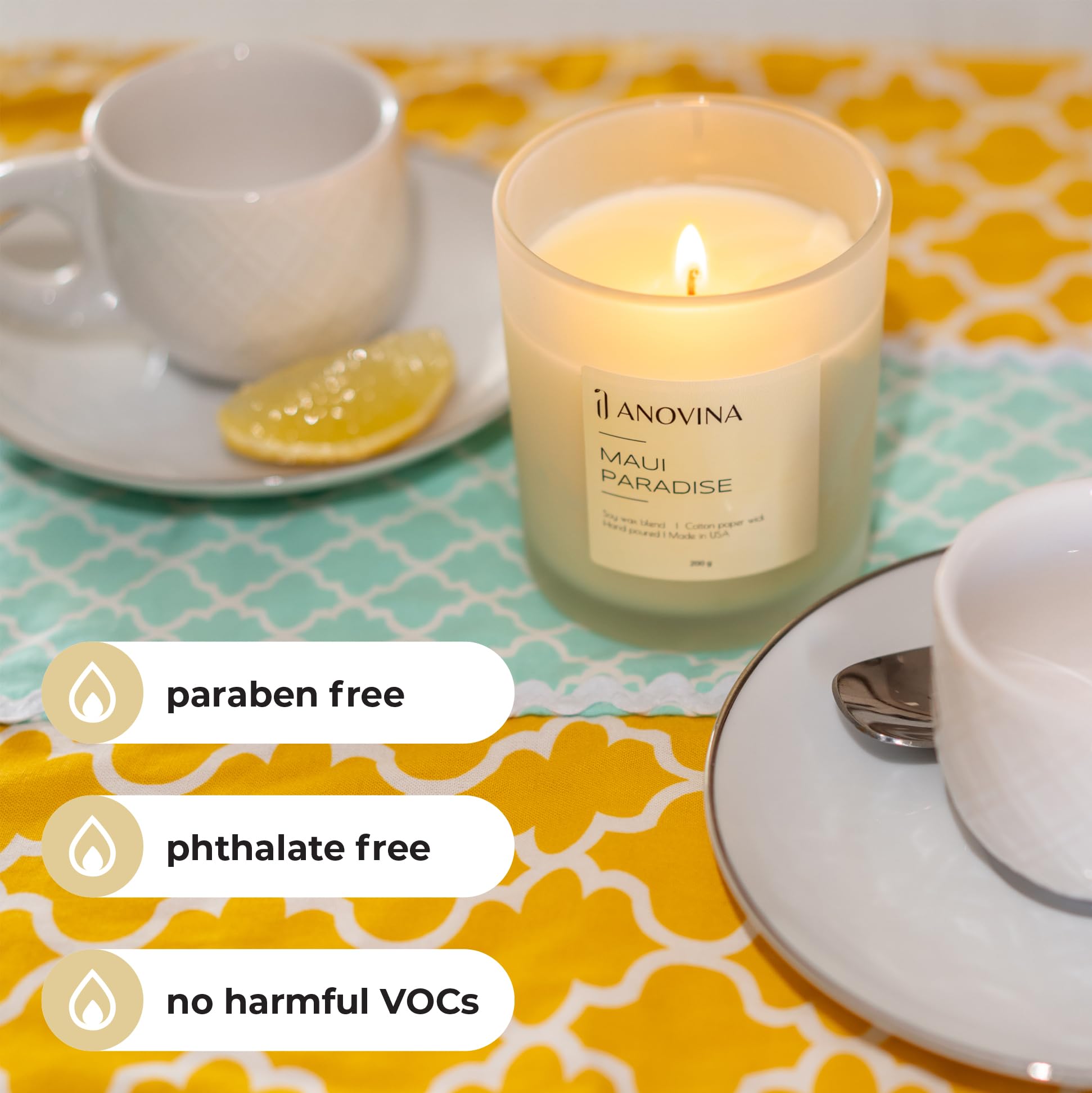 Hand-Poured in USA, Anovina Maui Paradise Scented Candles - Premium Soy Wax Blend for a Tropical Escape. A Perfect Valentine's G