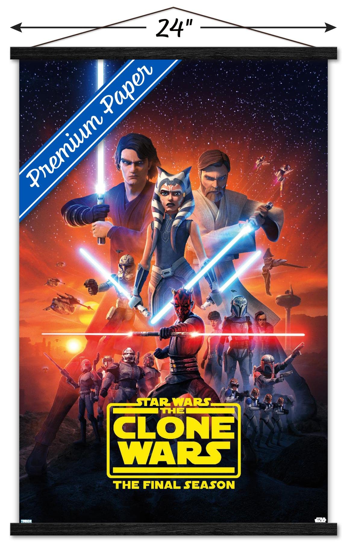 Trends International Star Wars: The Clone Wars - Season 7 Key Art Wall Poster, 22.375'' X 34'', Premium Print And Black Hanger B