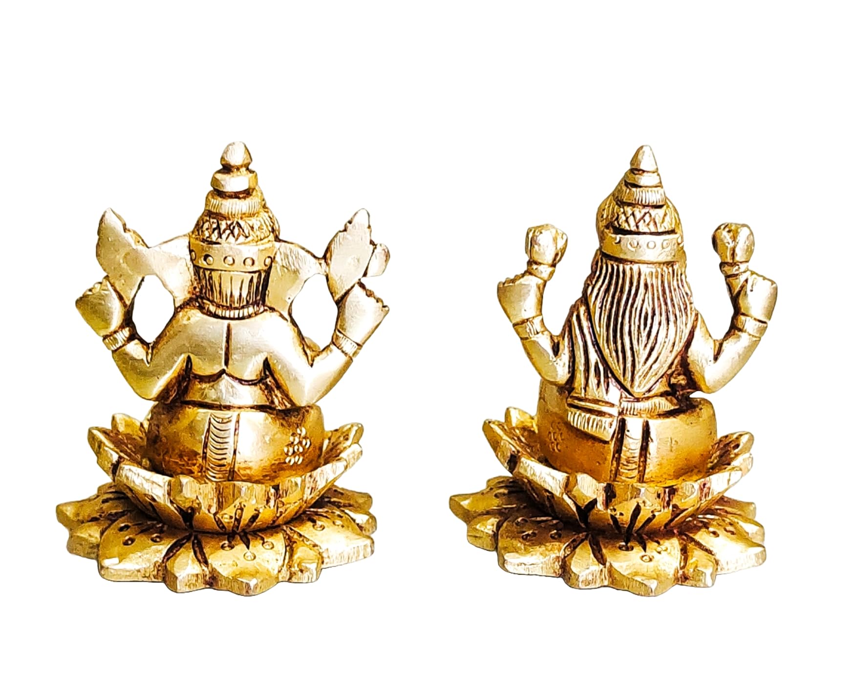 Sanskriti Decor Presents Brass Ganesha Laxmi Ganesh Lakshmi Bhagwan Idol Sitting On Lotus Ganpati Murti Statue For Home Office P