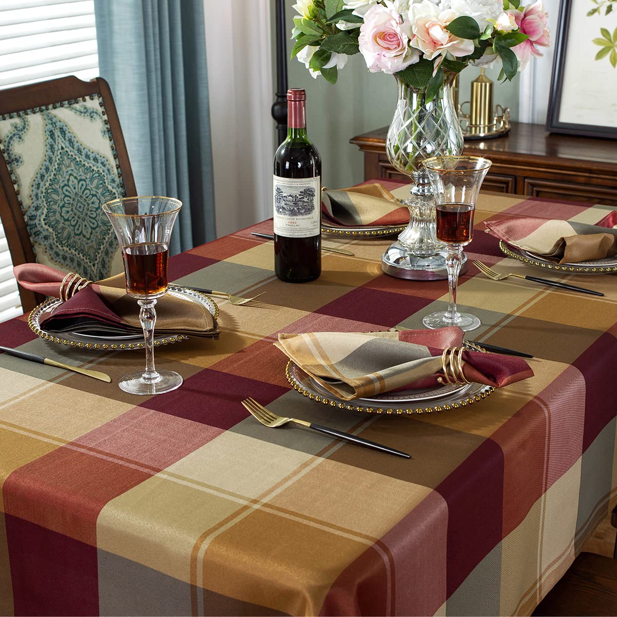 Square Cloth Napkins 20 X 20 Inch Set Of 4 Soft Checkered Napkin For Dinner, Wedding, Party And Holiday(Square 20 X 20 Inch, 4 P