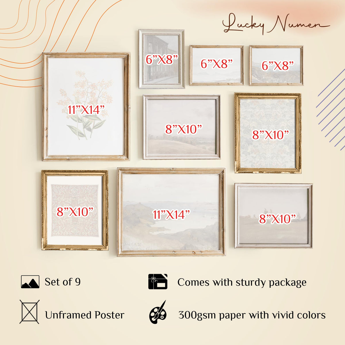 Set Of 9 French Country Prints For Wall Decor - Landscape Wall Art Fre ...