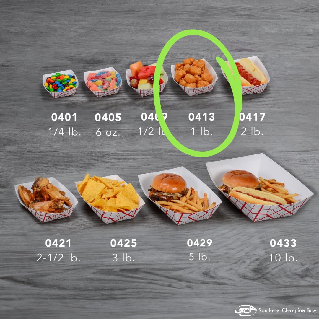 Southern Champion Tray 0413 #100 Southland Paperboard Food Tray, 1 Lb Capacity, Red Check (Case Of 1000)