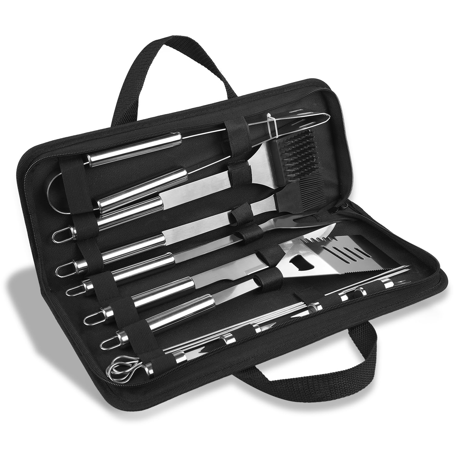 Anpro Grill Kit  Grill Set  Grilling Utensil Set  Grilling Accessories  BBQ Accessories  BBQ Kit  BBQ Grill Tools Smoker  Camping  Kitchen  Stainless Steel  21 Pcs Grilling Gifts for Fathers Day
