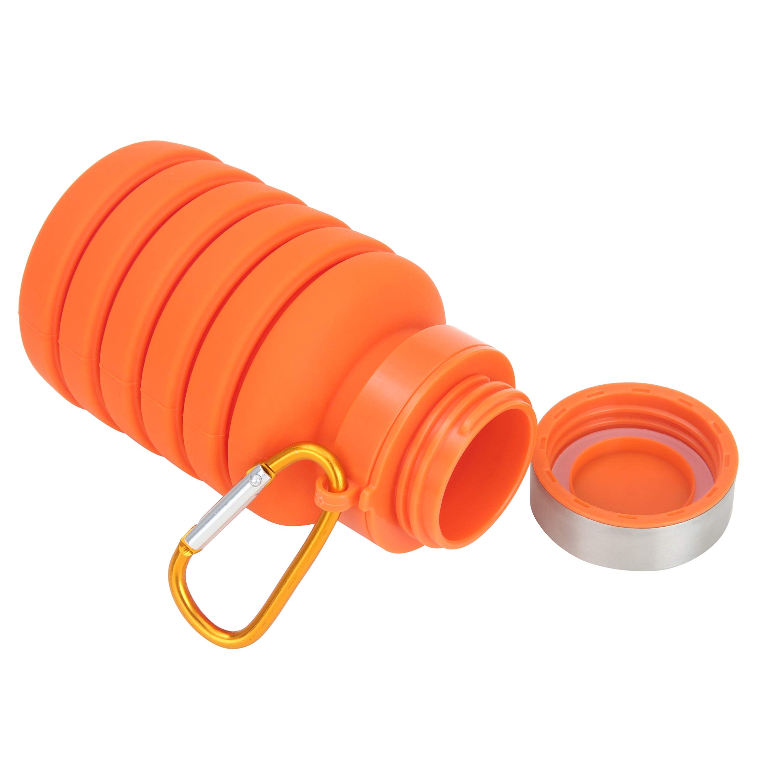 Ozark Trail 16 Oz Collapsible Silicone Water Bottle With Carabiner - Orange