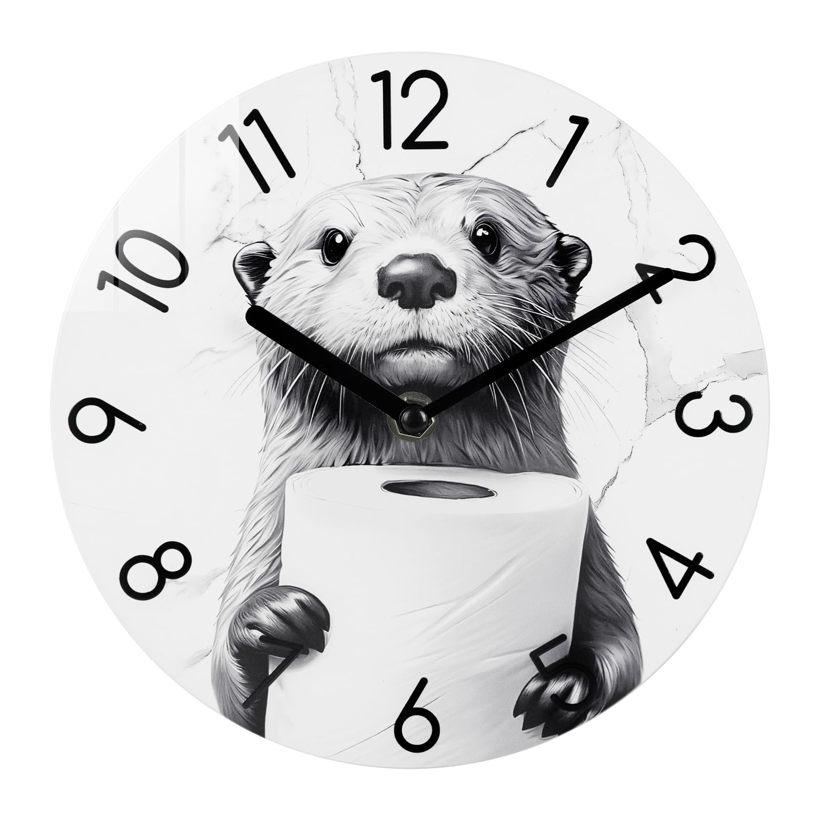 Crosstime Bathroom Wall Clock Modern Style Waterproof Glass Clock for Bathroom, Shower Wall Decor - 8 Inch,Toilet Paper in Littl