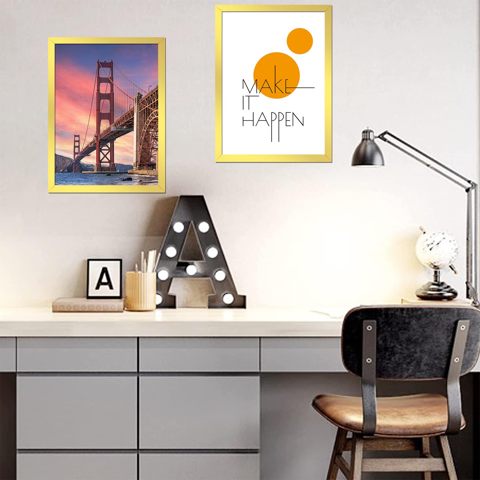 ijuerybai Gold 11x14 Picture Frame Set of 3, High Transparent Frame for 11 By 14 Photo Collage Canvas Poster Size Wall Mount and