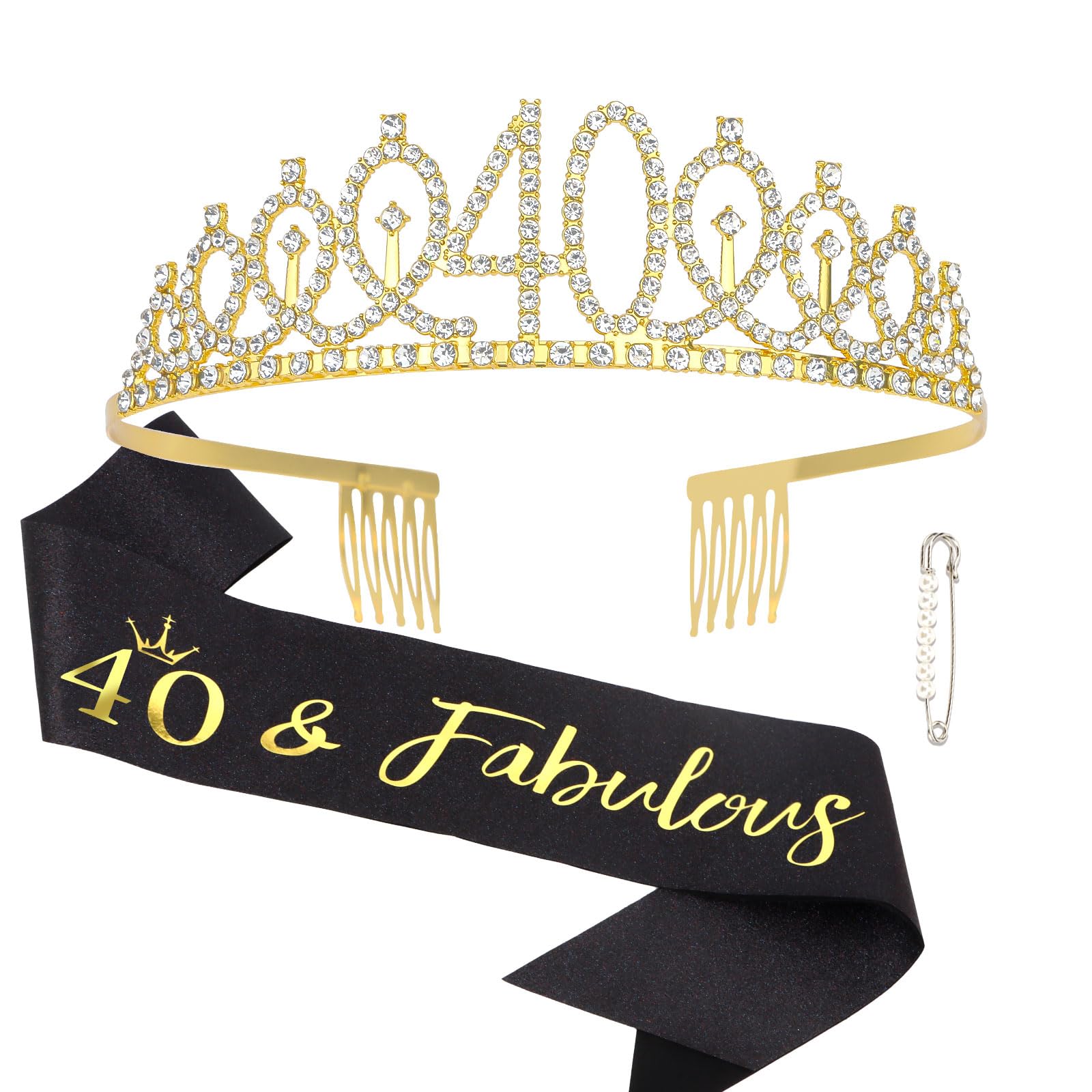 Semato 40Th Birthday Sash & Rhinestone 40Th Birthday Crown Kit- Happy 40Th Birthday Gifts Women 40Th Birthday Decorations Women