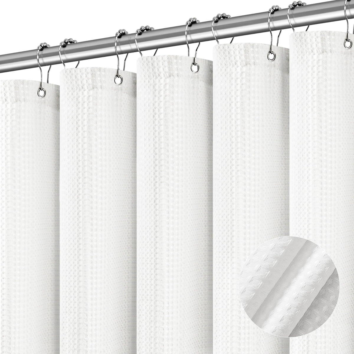 Pangsinne Stall Waterproof Shower Curtain Waffle Weave 60 Inches Beige Heavy Duty Shower Curtain For Bathroom, Machine Washable