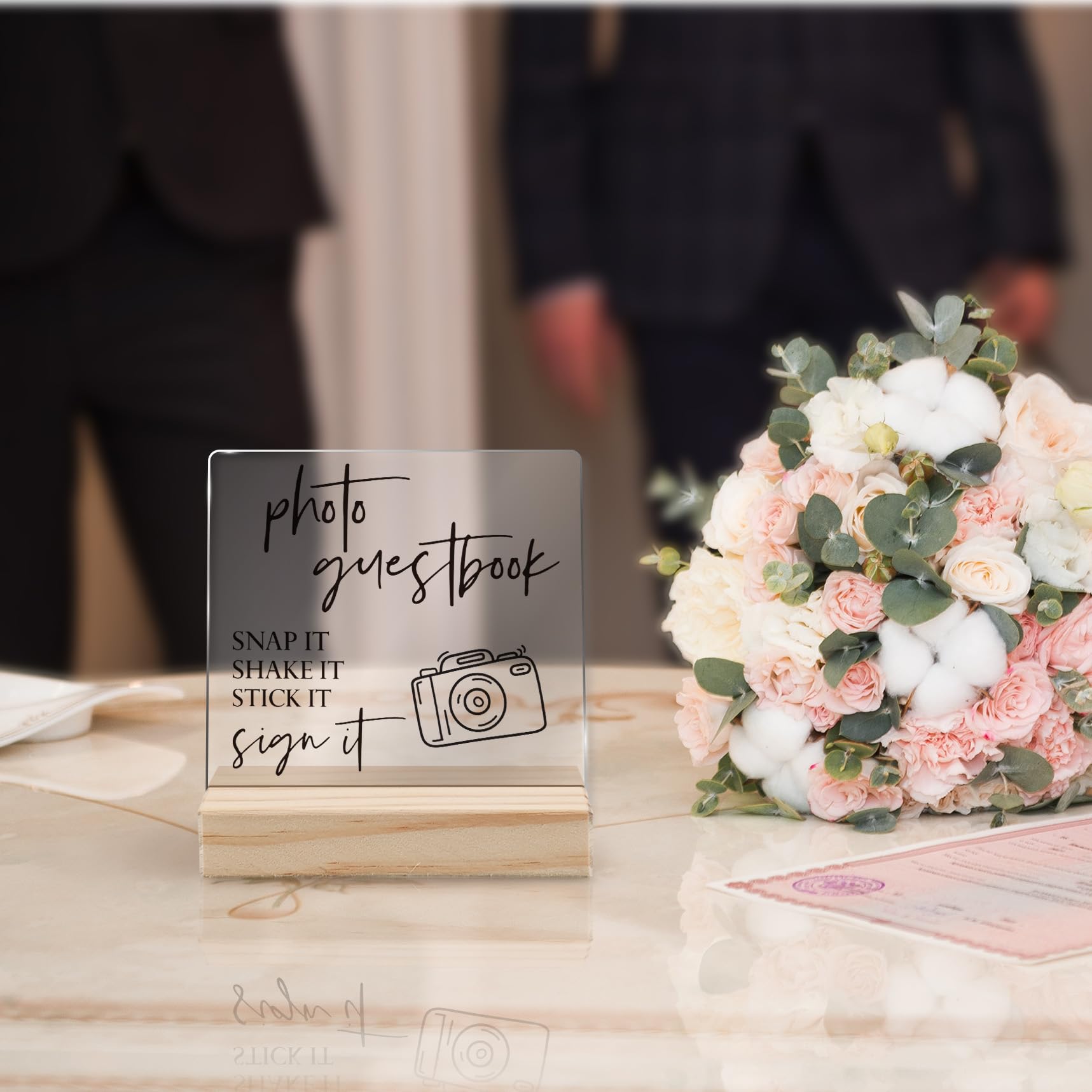 ANIANG Wedding Guest Book Desk Decor, Acrylic Wedding Signs, Guest Book WeddingReception, WeddingDecor, Photo GuestBook Acrylic