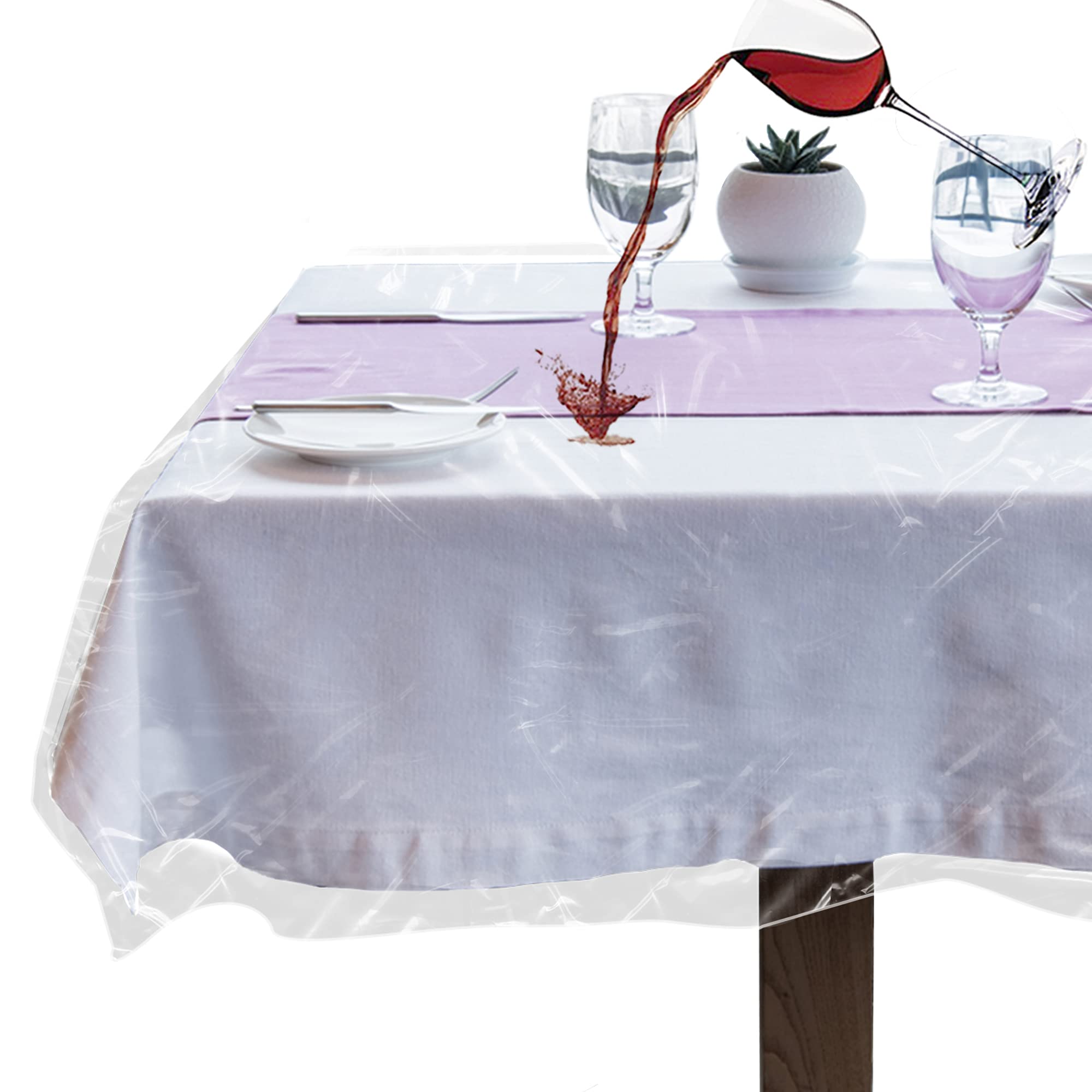 Laminet Heavy-Duty Deluxe Crystal Clear Vinyl Tablecloth Protector 70'' X 144'' - Oblong