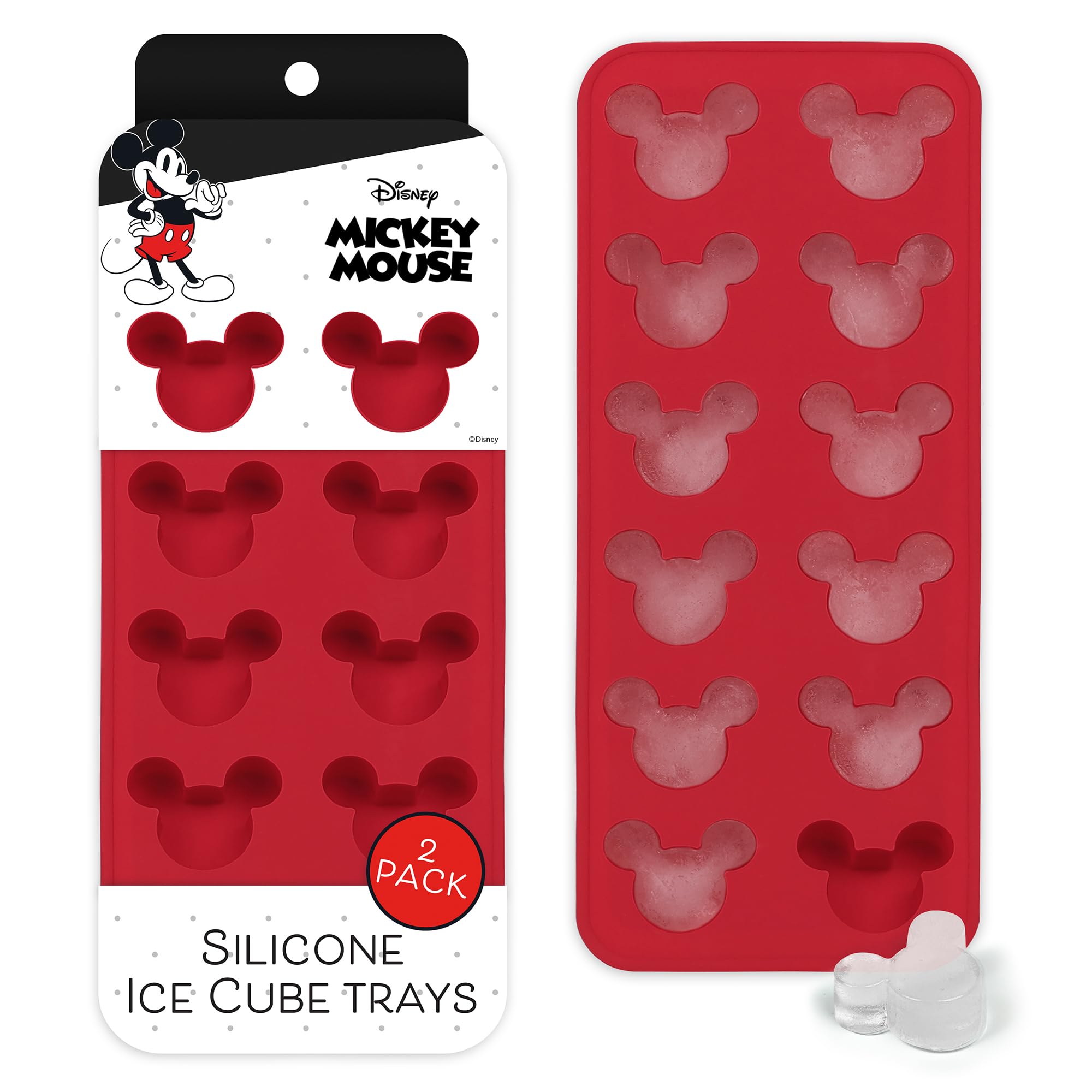 Disney Silicone Ice Cube Tray - 2 Pack Ice Trays for Freezer with Fun Mickey, Minnie & Winnie the Pooh Molds - Flexible BPA-Free