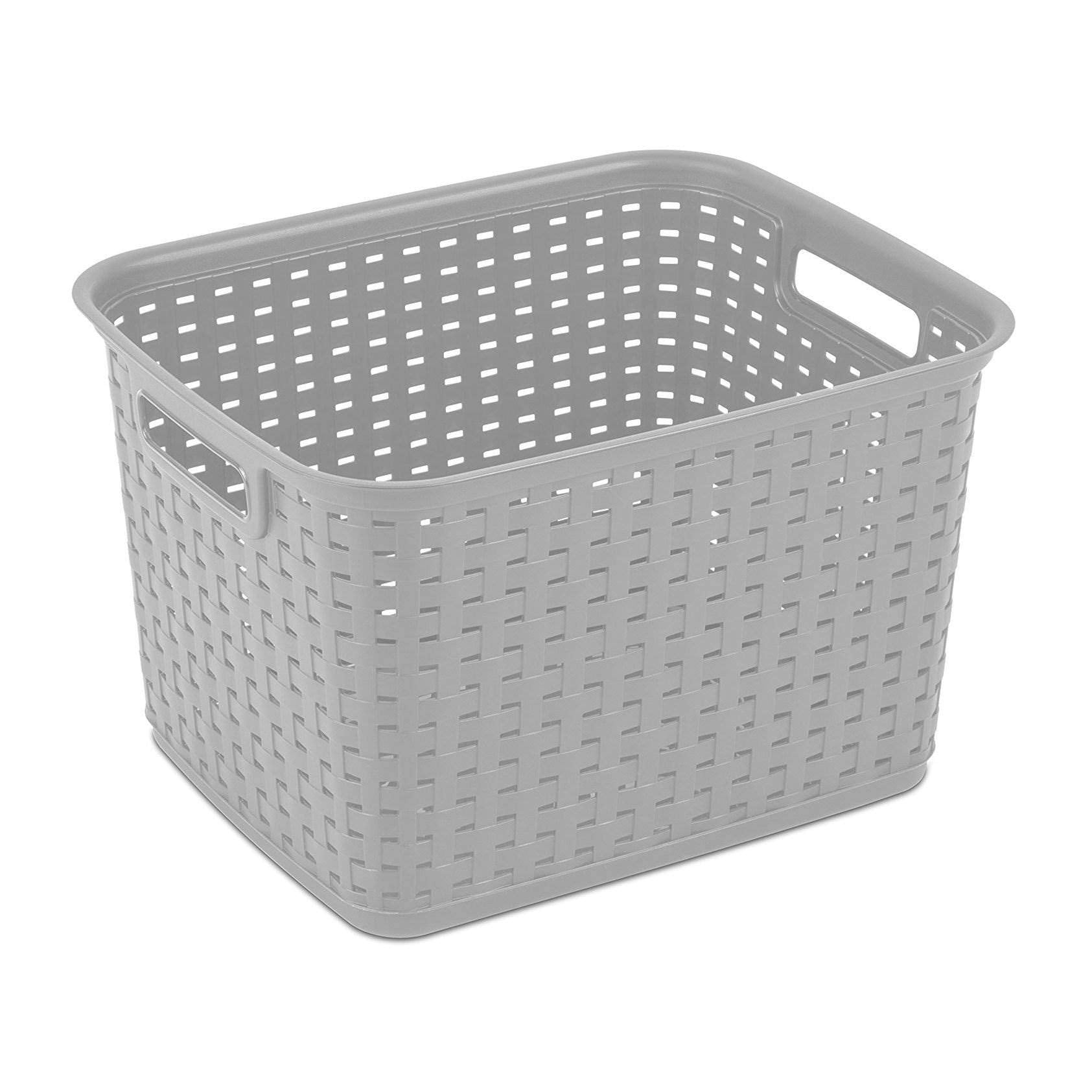 Sterilite Tall Plastic Weave Storage Basket, Bin Organization for Countertops, Classroom, Tabletops & Book Shelves for Crafts, J