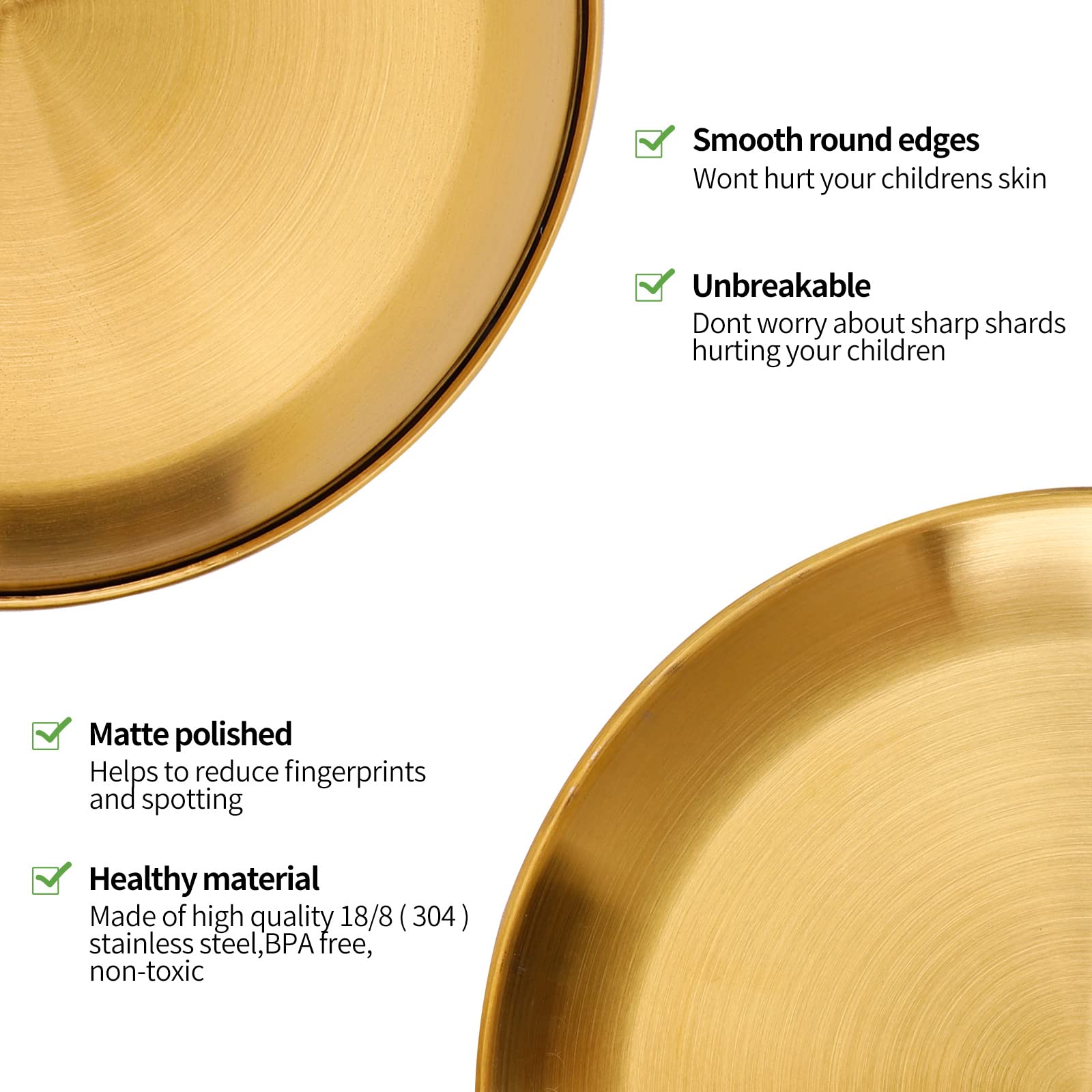 Stainless Steel Dinner Plate, 304Rutian 9'' Metal Round Dinner Dishes For Adults, Reusable And Dishwasher Safe, Serving Camping