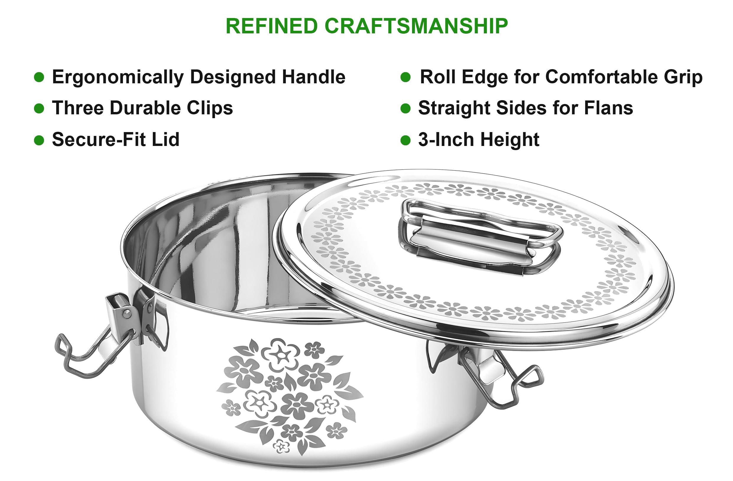 Easyshopforeveryone Stainless Steel Flanera, 8.6 X 8.6 X 3.5 Inches Flan Pan, Capacity 80 Fl. Oz, Compatible With Instant Pot 8Q