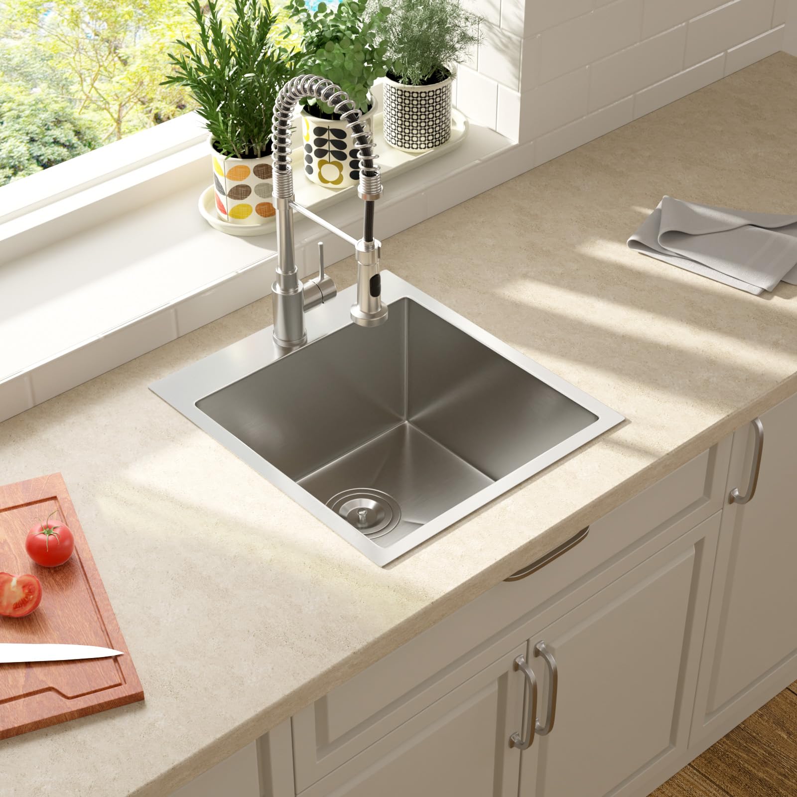 Lordear 18X20X10 Inch Drop In Kitchen Sink Topmount Bar Sink 16 Gauge Single Bowl Stainless Steel Bar Sink Kitchen Sinks Outdoor