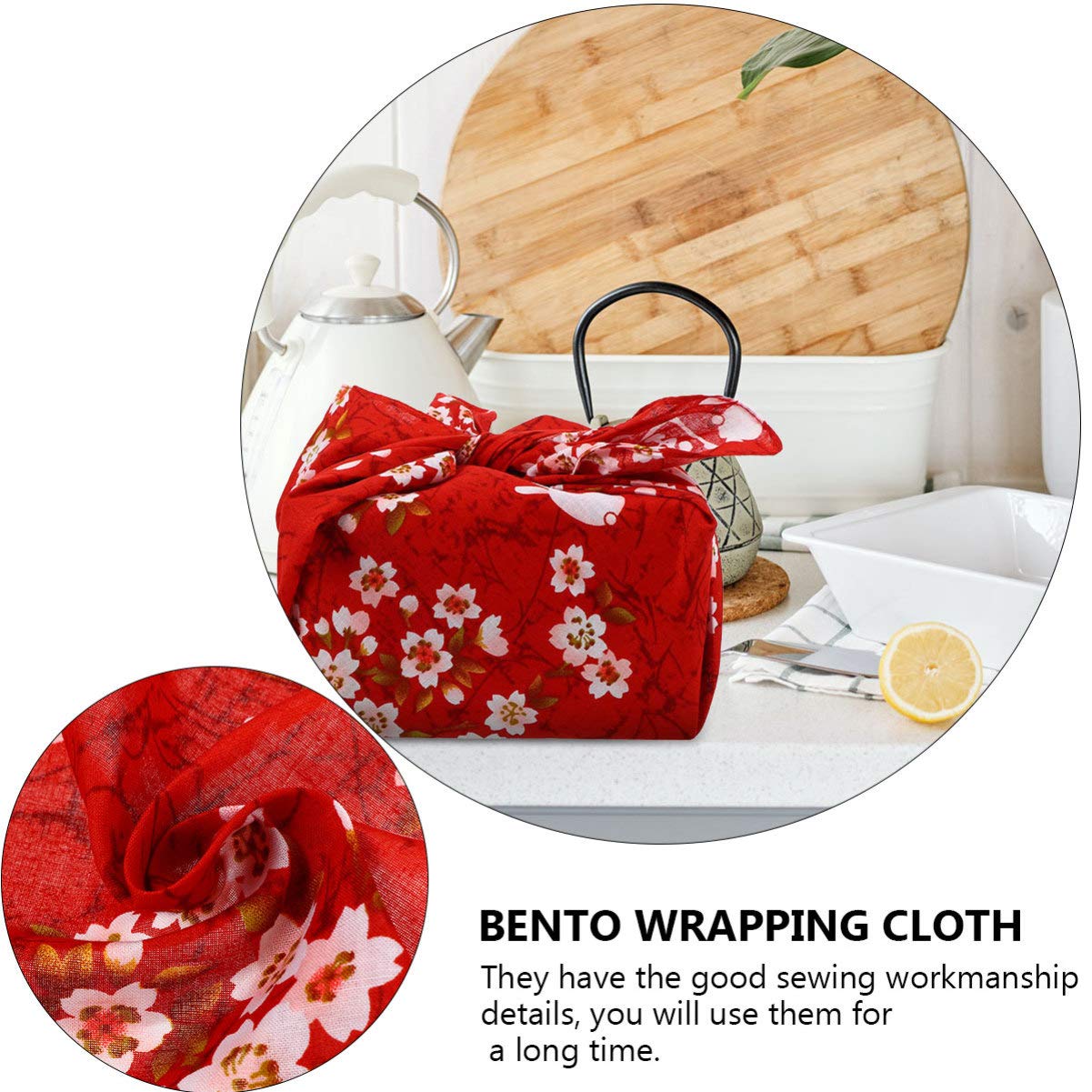 Valiclud Bento Wrapping Cloth Cherry Flower Rabbit Printed Handkerchief Japanese Style Bento Lunch Bandana Cover Bag Decorative