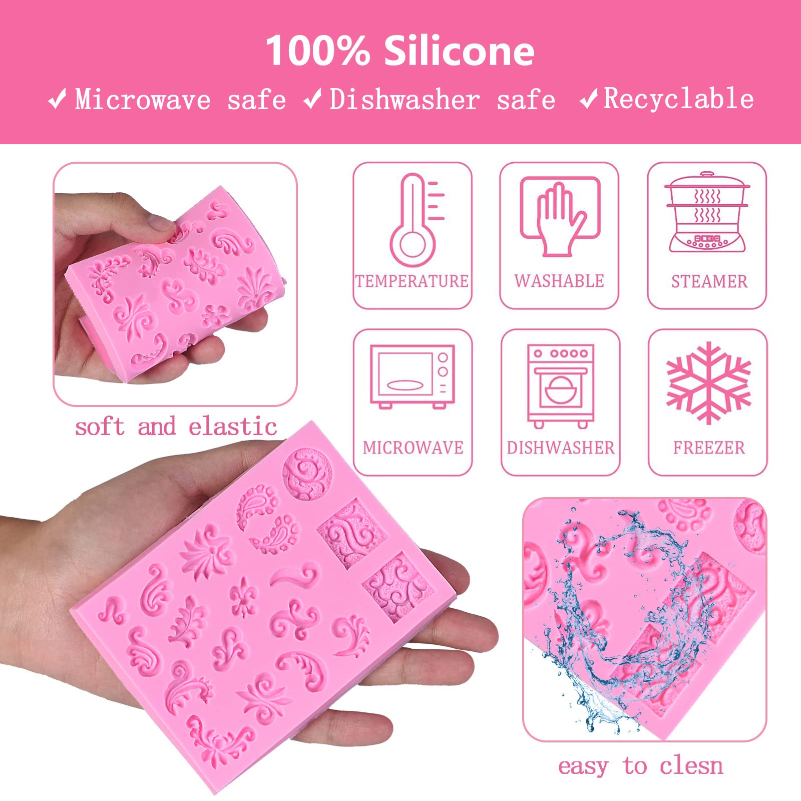 Jewelry Fondant Mold, Baroque Gems Silicone Chocolate Molds, For Wedding Cake Decoration Cupcake Toper, Birthday Party Christmas