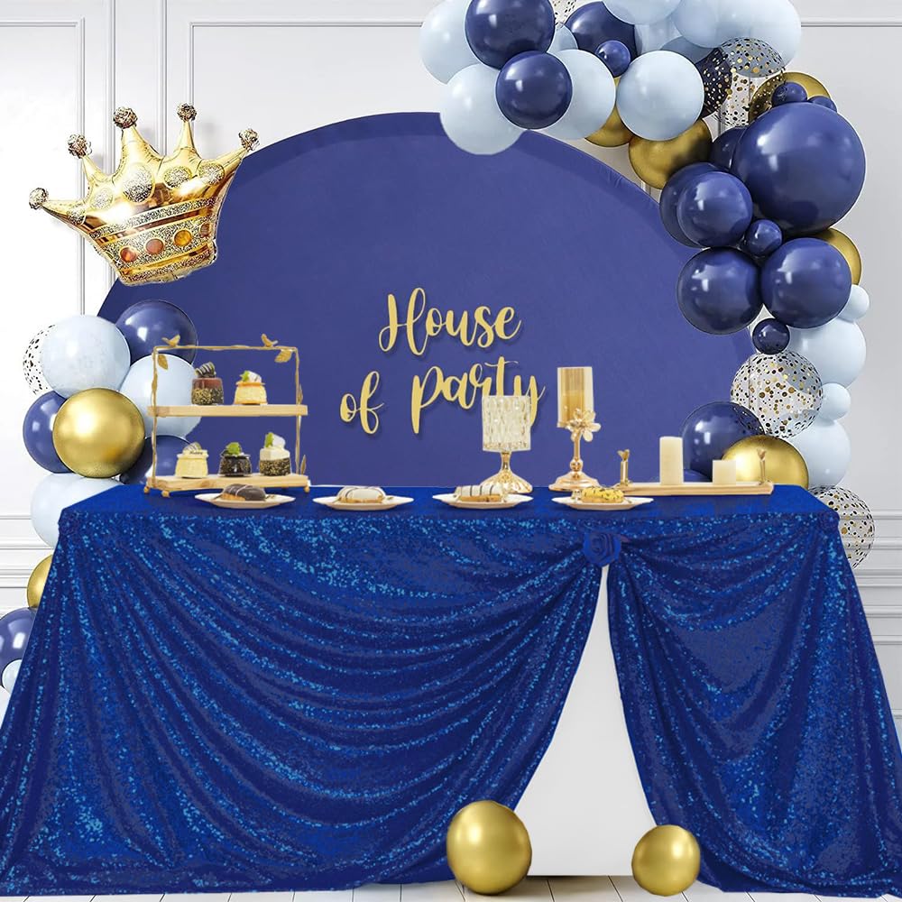 Fyledaee Royal Blue Sequin Tablecloth 60X120 Inch Rectangular Glitter Shiny Table Cover For Christmas Wedding Baby Shower Birthd