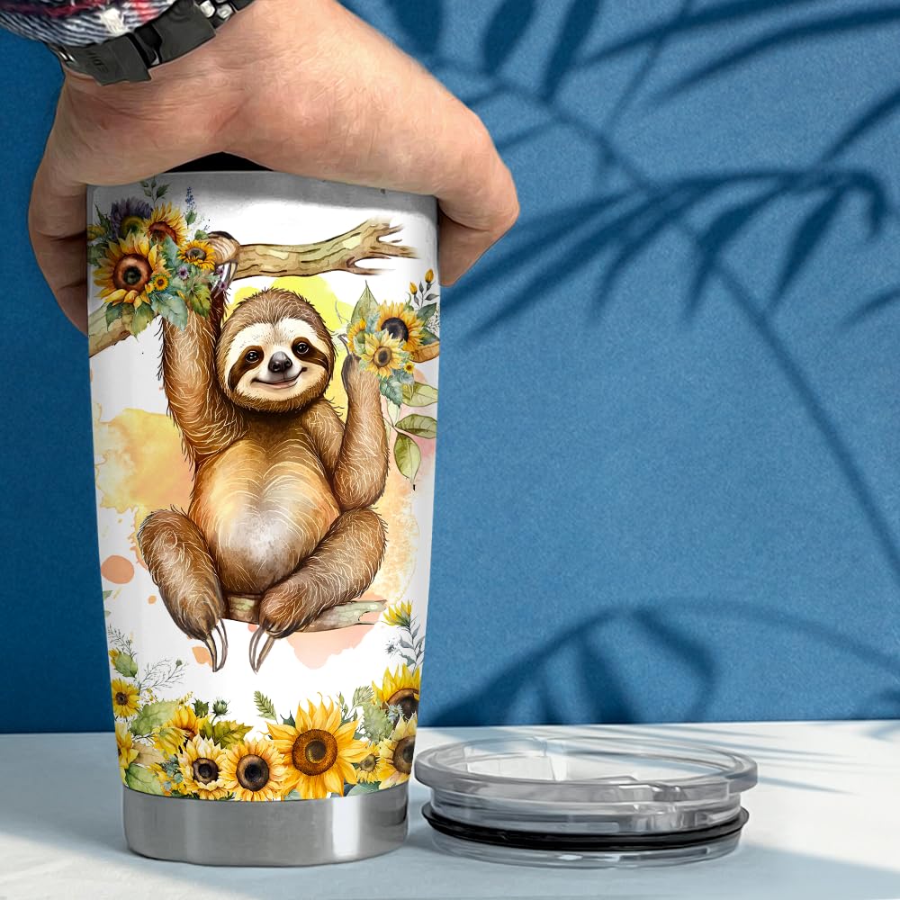 SANDJEST Sloth Tumbler 20oz Girl Loves Sloths Stainless Steel Insulated Tumblers Coffee Travel Mug Cup Gift for Women Girls Teen