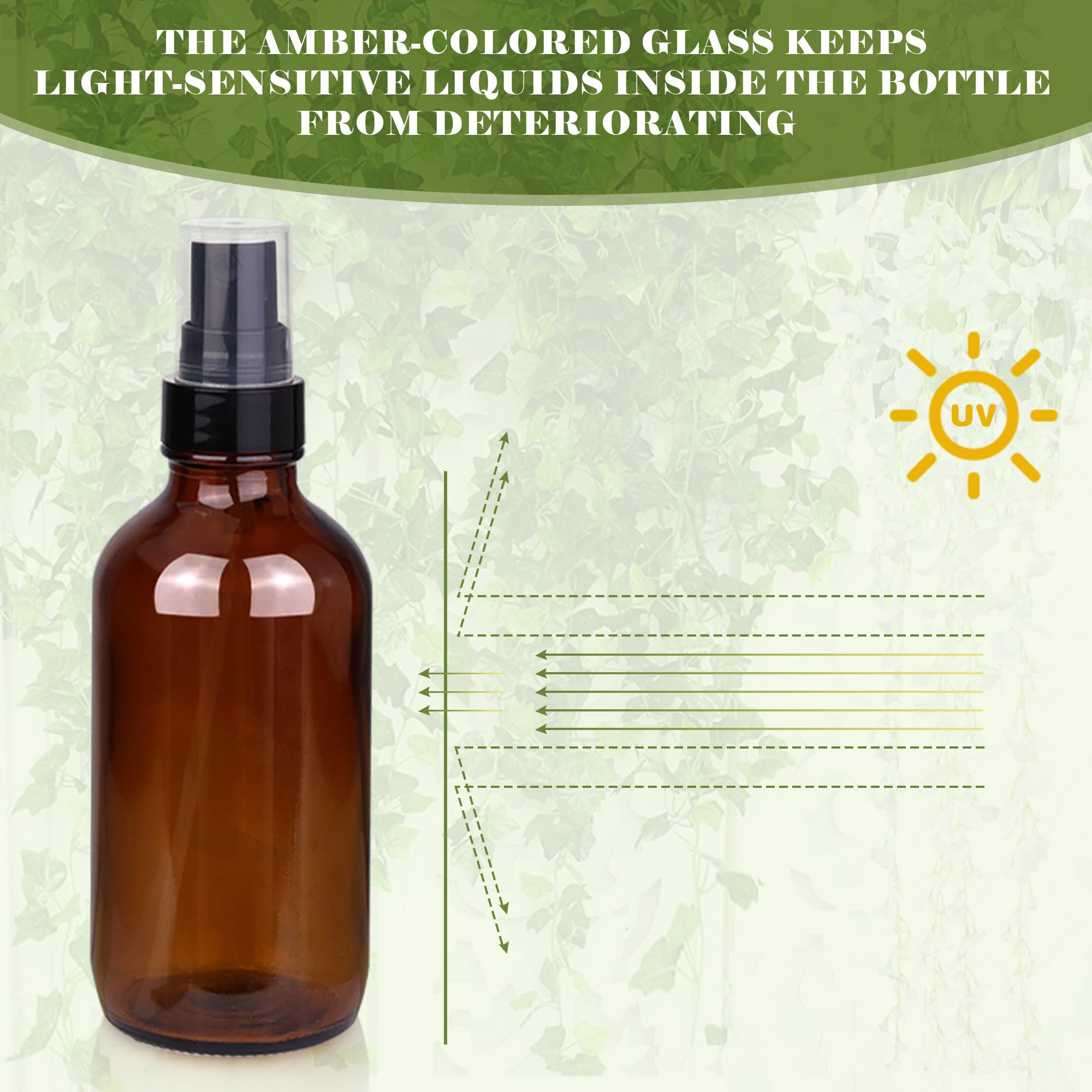 Givameihf 4Oz Amber Glass Spray Bottles Mist Sprayer Set Of 24,Empty Small Spray Bottle Fine Mist Spray Refillable Containers,Mi