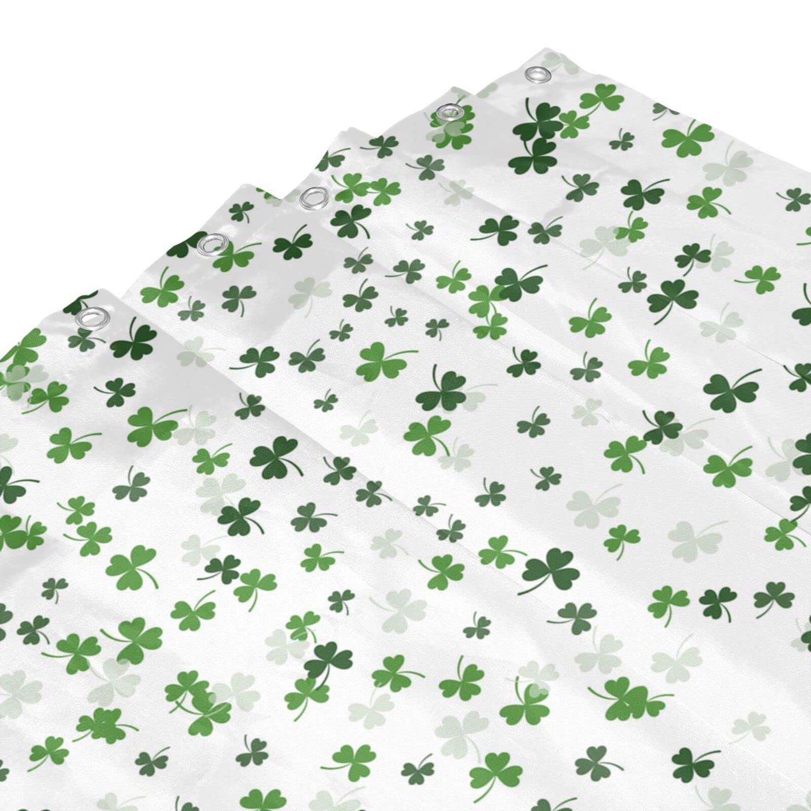 Jbralid Happy St Patrick'S Day Clover Shower Curtain Green Shamrock Bath Curtain Waterproof Shower Curtains For Bathroom Decor W